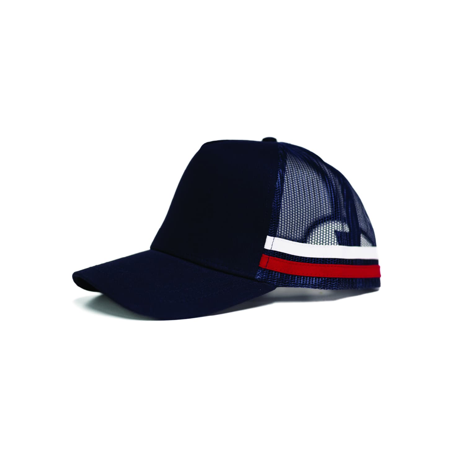Odyssey 5 Panel PolyCotton Cap with Striped Mesh Sides