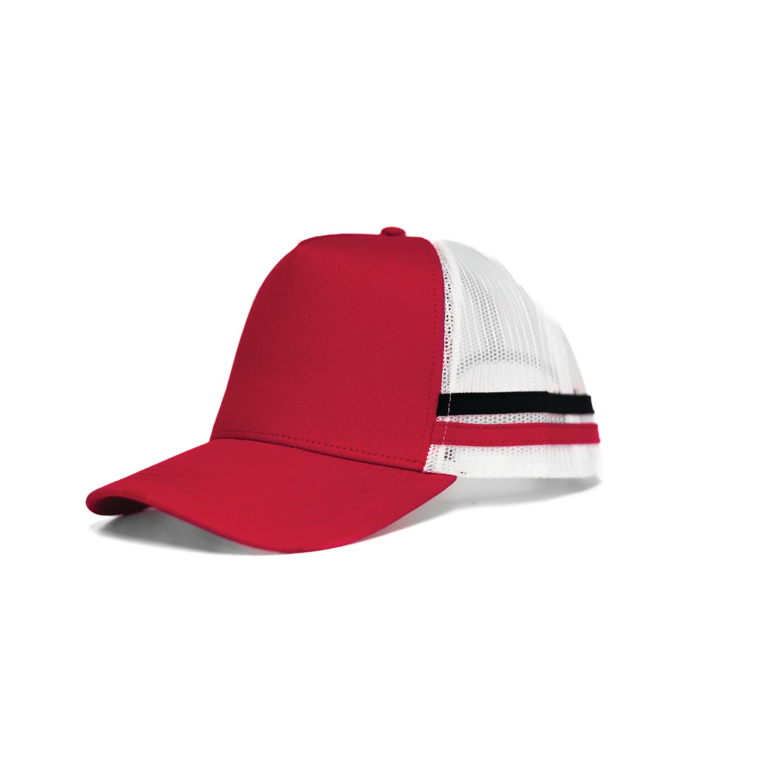 Odyssey 5 Panel PolyCotton Cap with Striped Mesh Sides