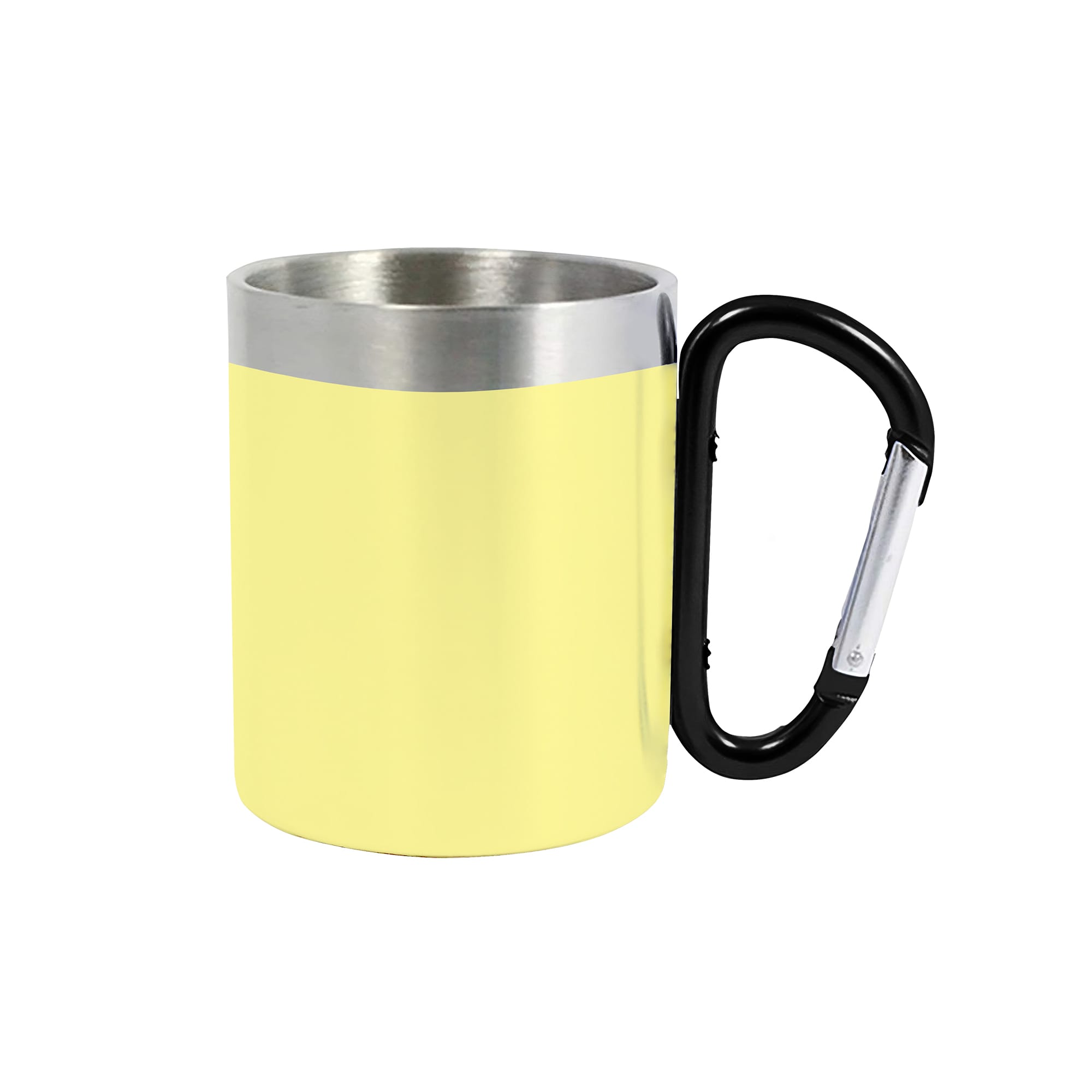 200ML Recycled Stainless Steel Double Walled Mug with Carabiner Handle