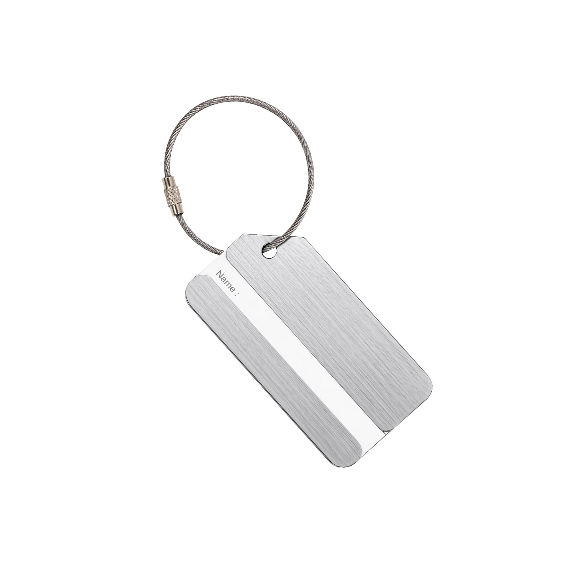 Square Brushed Aluminium Luggage Tag