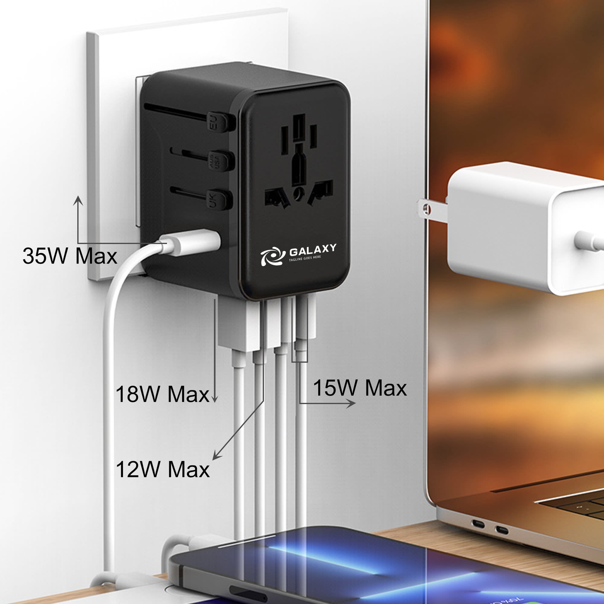 35W GaN Universal Travel Adapter (3C2A)