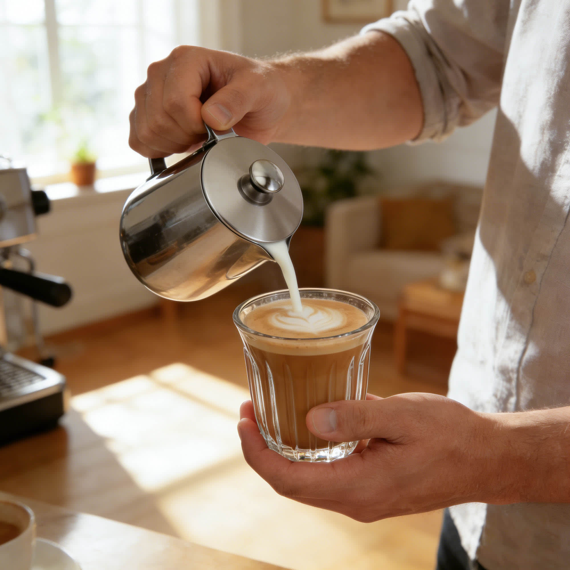 Stainless Steel Milk Frothing Pitcher with Lid
