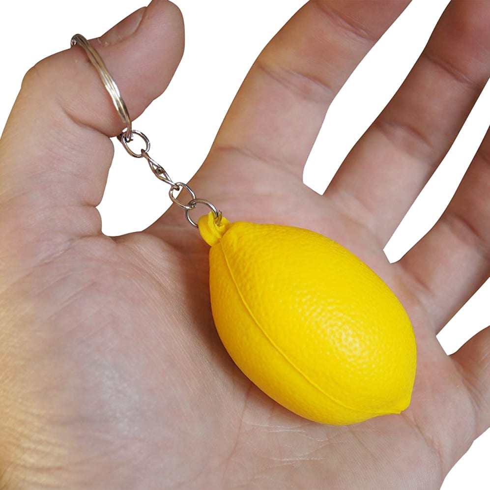 Keyring with Lemon Stress Reliever
