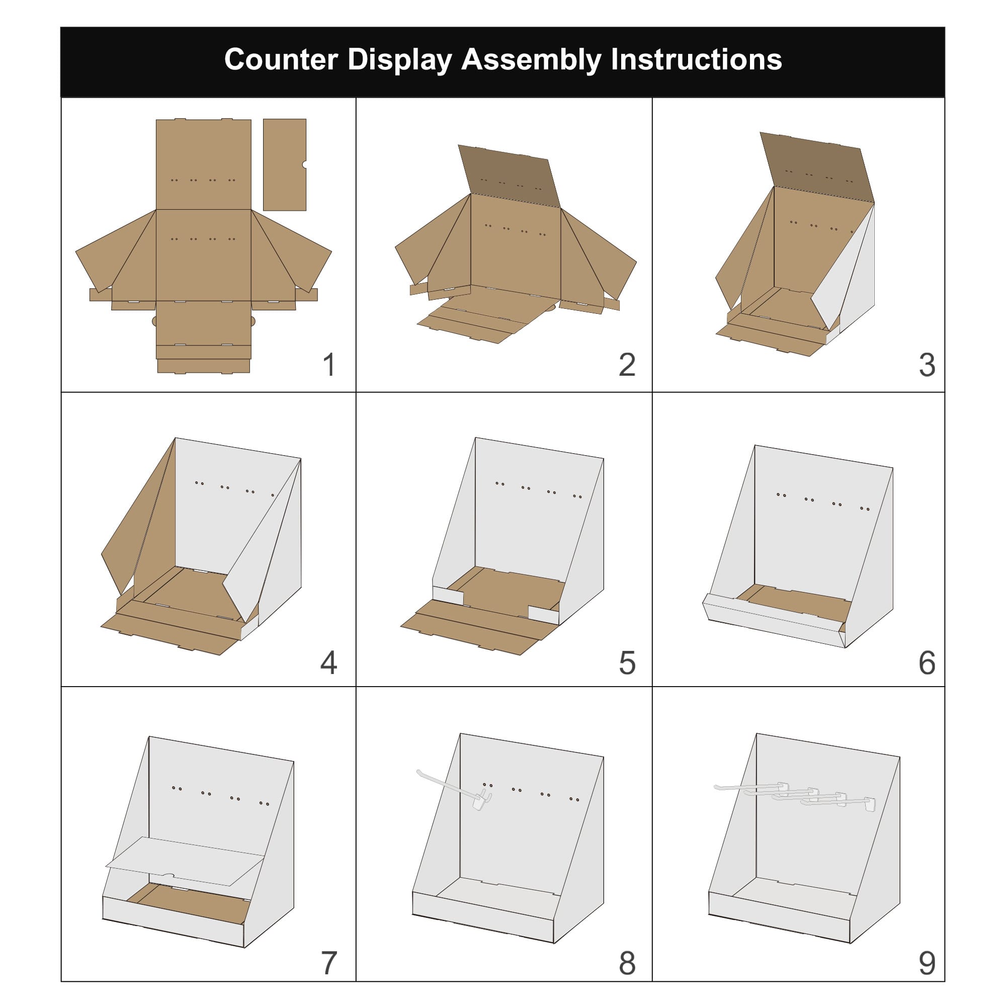 Corrugated Cardboard Counter Hooks Display