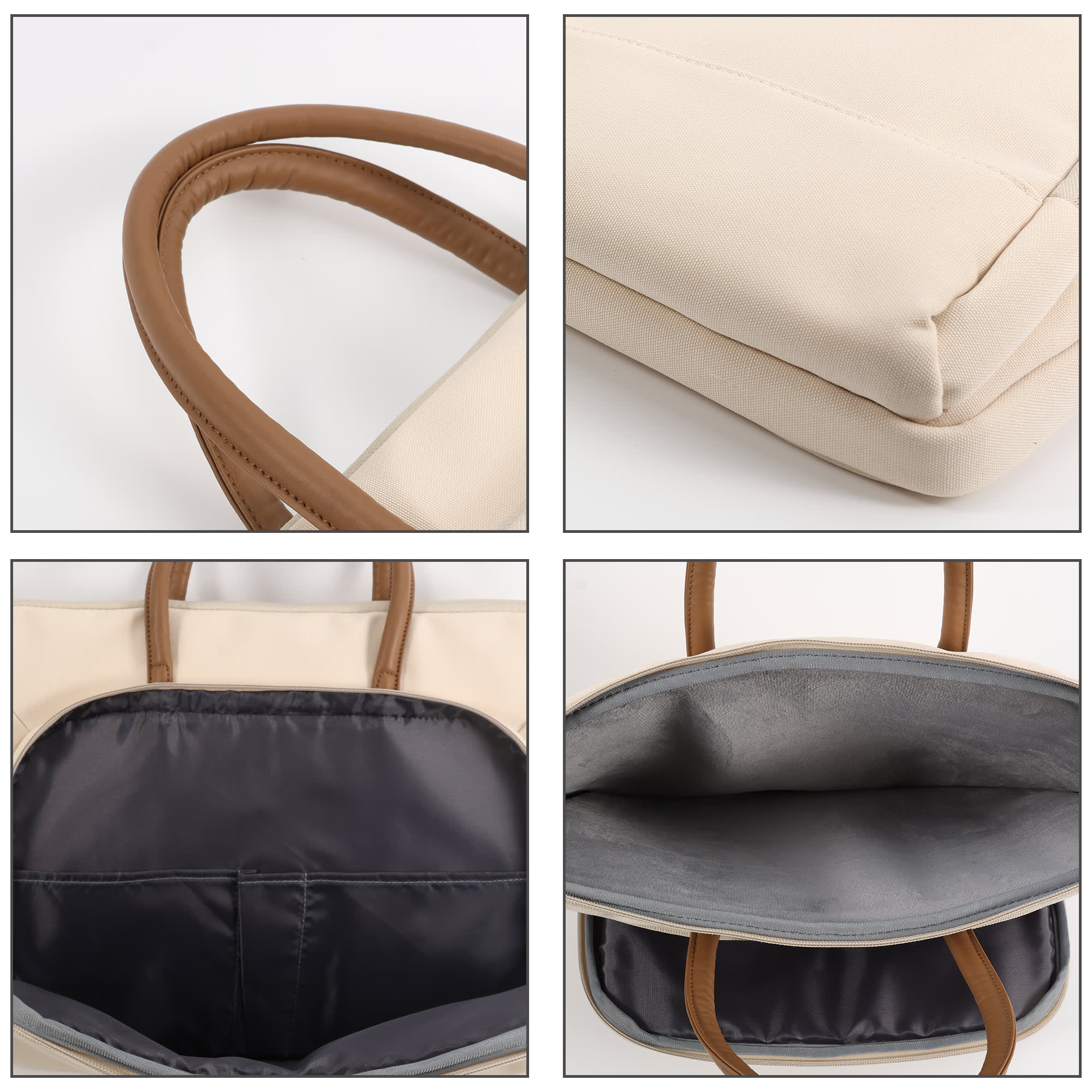 PU Handle Laptop Bag with Zippered Outer Pocket
