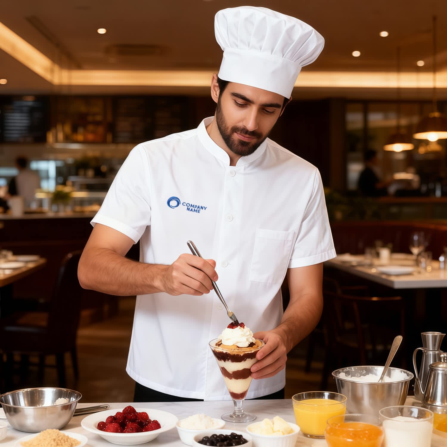Classic Short Sleeves Single Breasted Chef Jacket