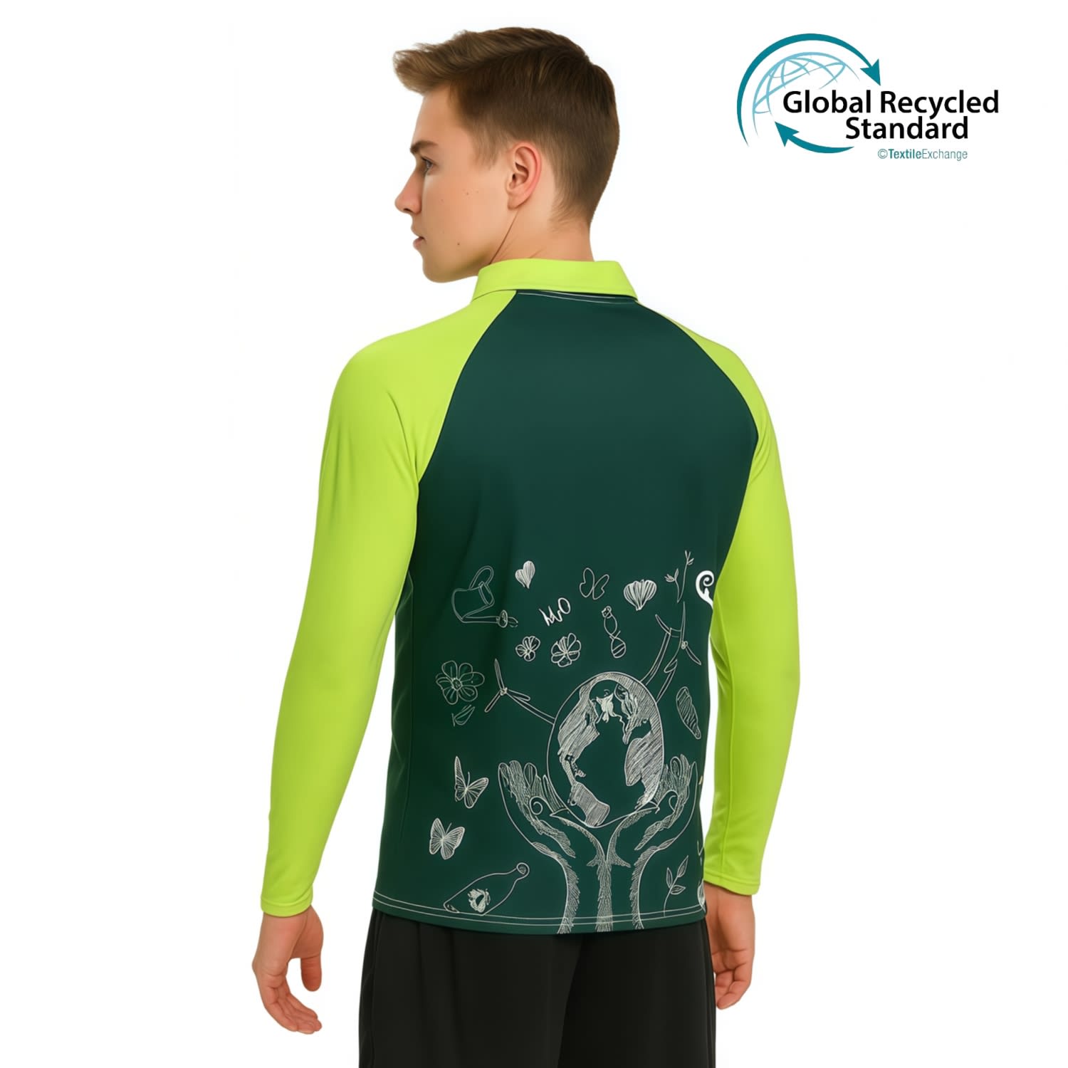 Unisex Adults RPET Micro Mesh Sublimated Raglan Long Sleeves POLO