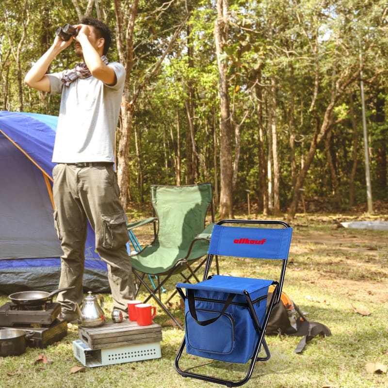 Adult Foldable Camping Chair with Cooler Bag