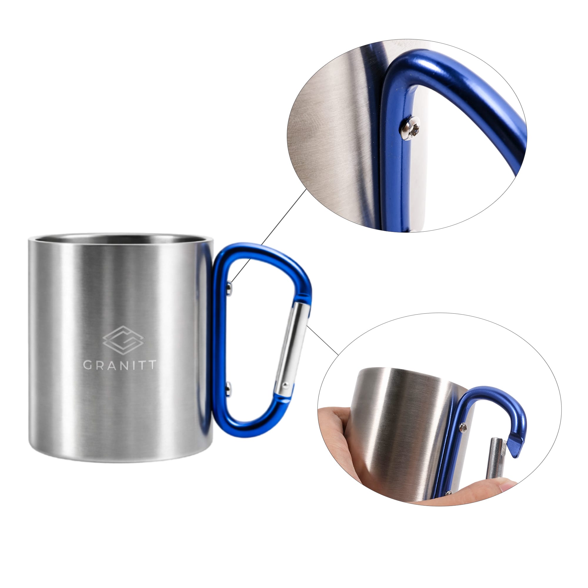 170ML/280ML Stainless Steel Insulated Travel Mug with Carabiner Handle