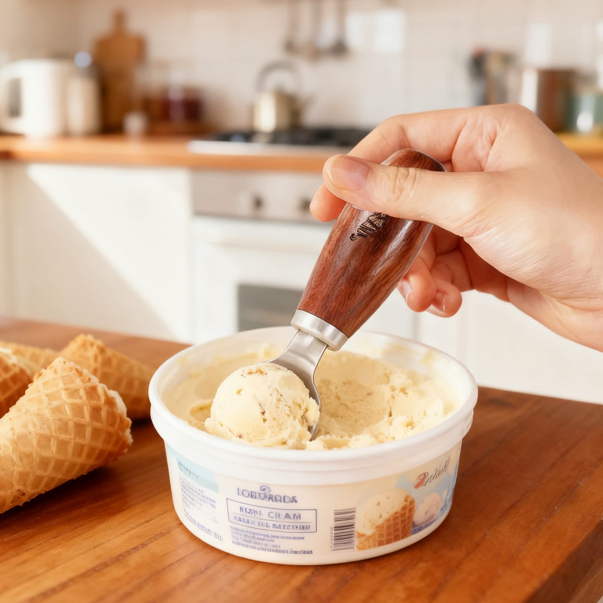 Wood Handle Ice Cream Scoop