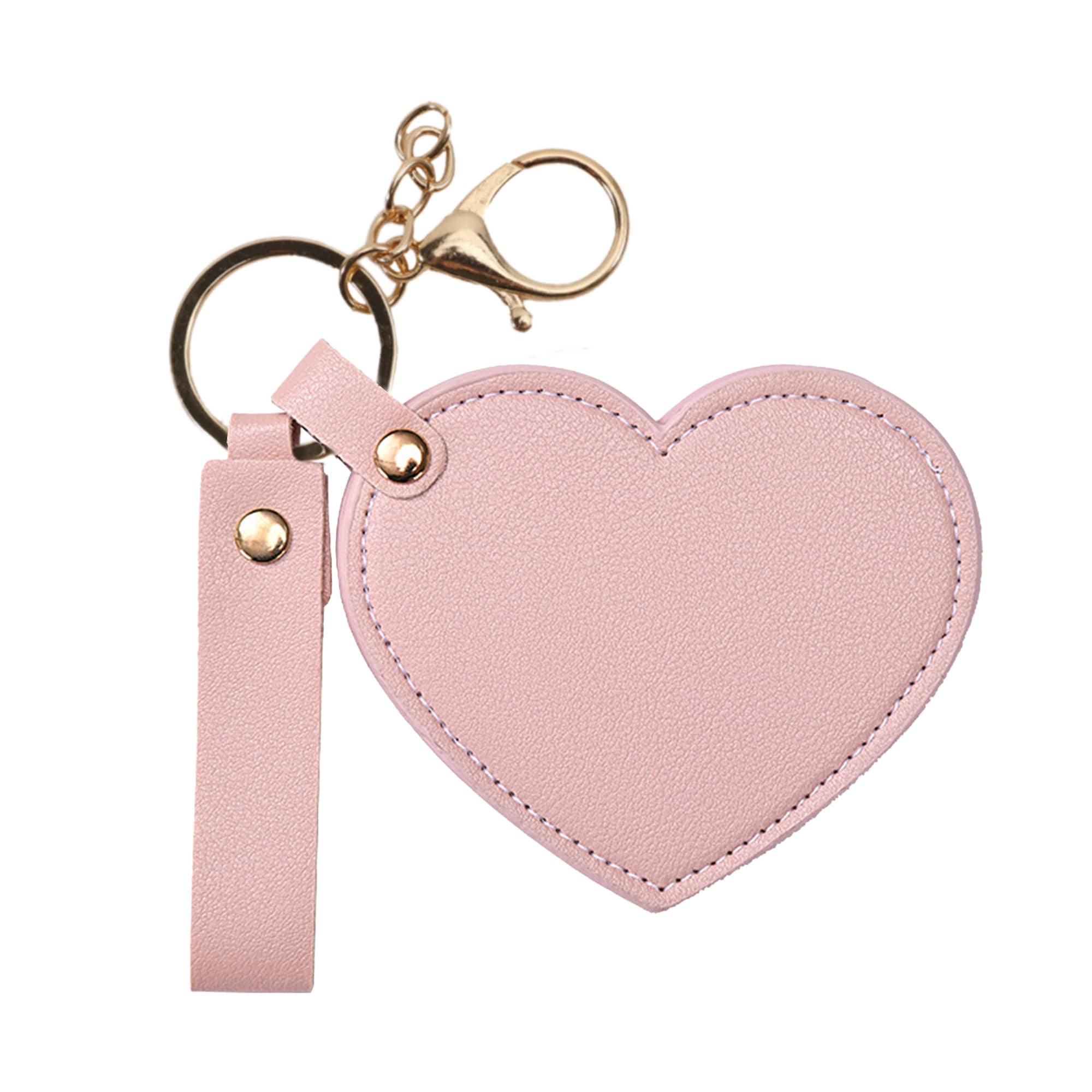 Heart-Shaped Compact Mirror with Keychain