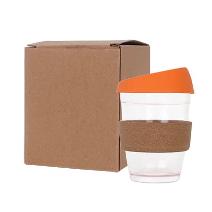 12 OZ Reuasble Glass Coffee Cup with Cork Band