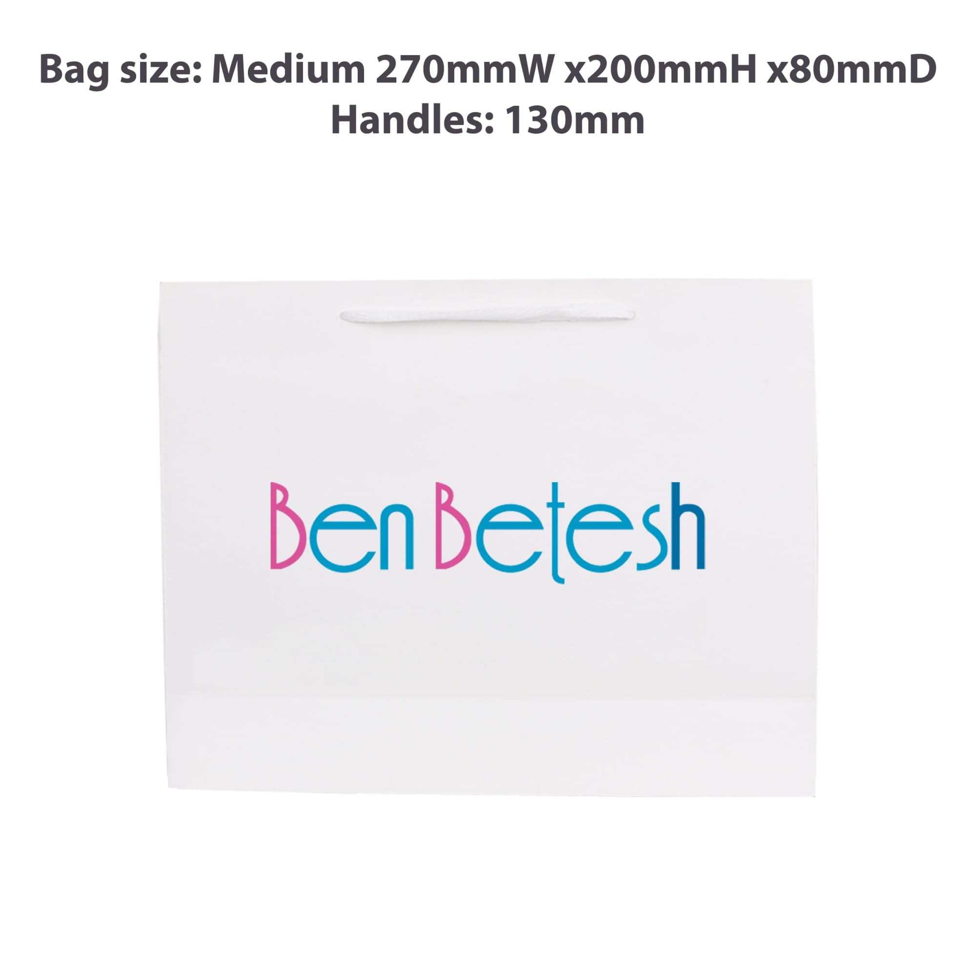 Medium Crosswise Paper Bag with Fabric Flat Handle(270 x 200 x 80mm)