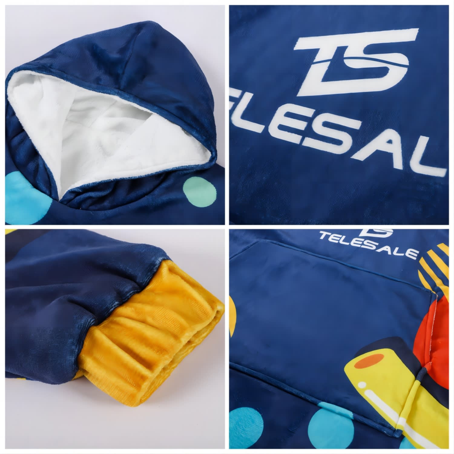 Unisex 100% Polyester Sublimated Wearable Blanket with Absorbent Lining