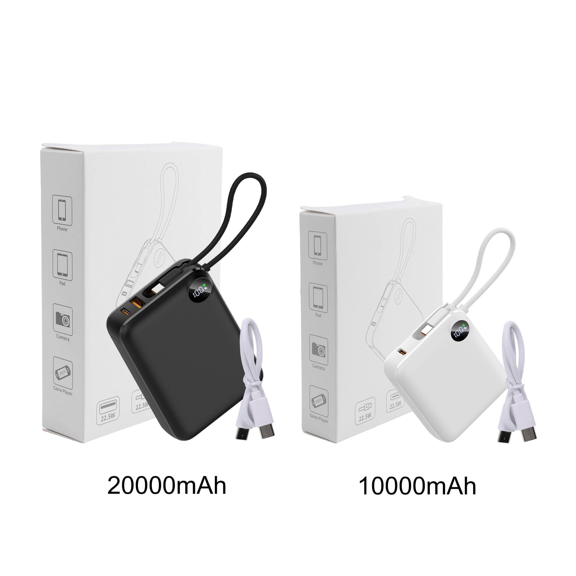 10000mAh Power Bank with Charging Cable