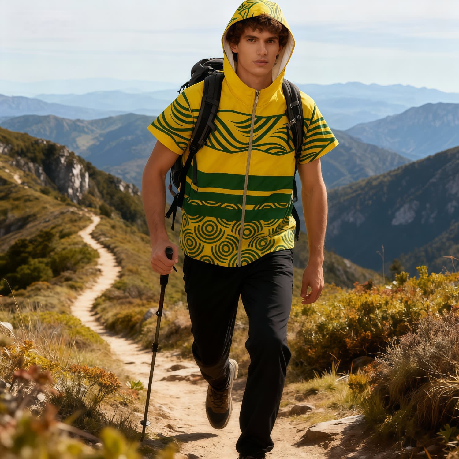 Unisex 100% Polyester 2-Layer Short-Sleeve Hooded Windbreaker