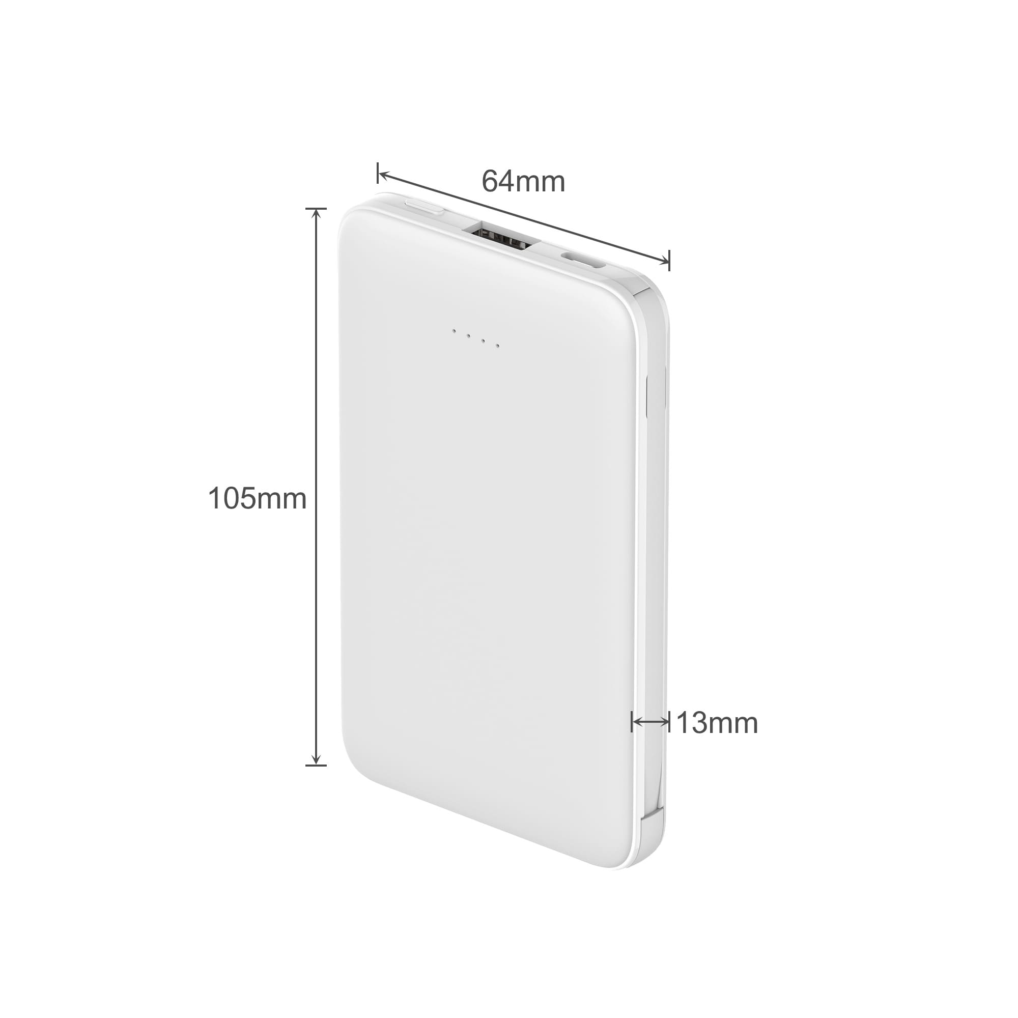 5000mAh Slim Power Bank with Charging Cable
