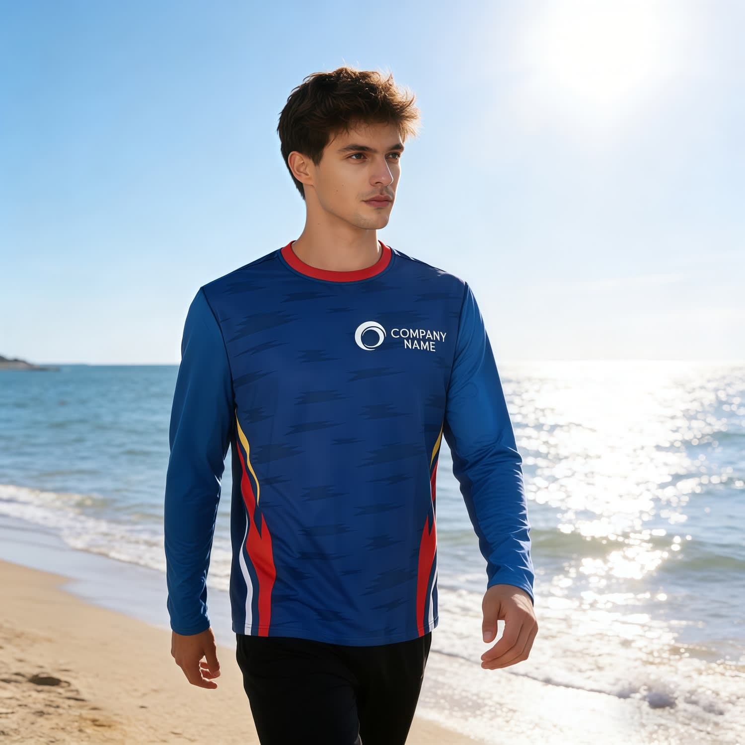 Men's Polyester Spandex Sublimated Sun Protection Long-sleeved T-shirt