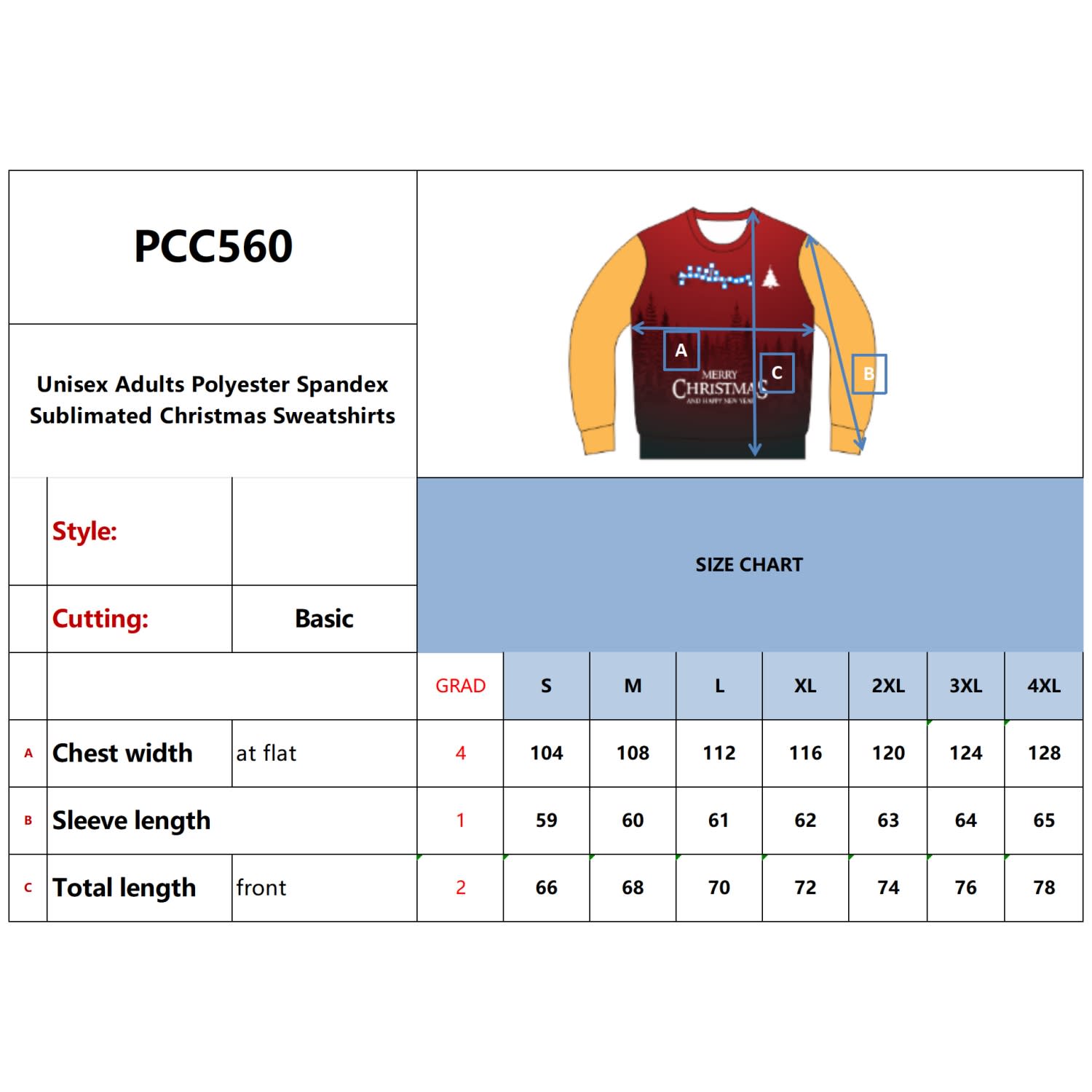 Unisex Adults Polyester Spandex Sublimated Christmas Sweatshirts