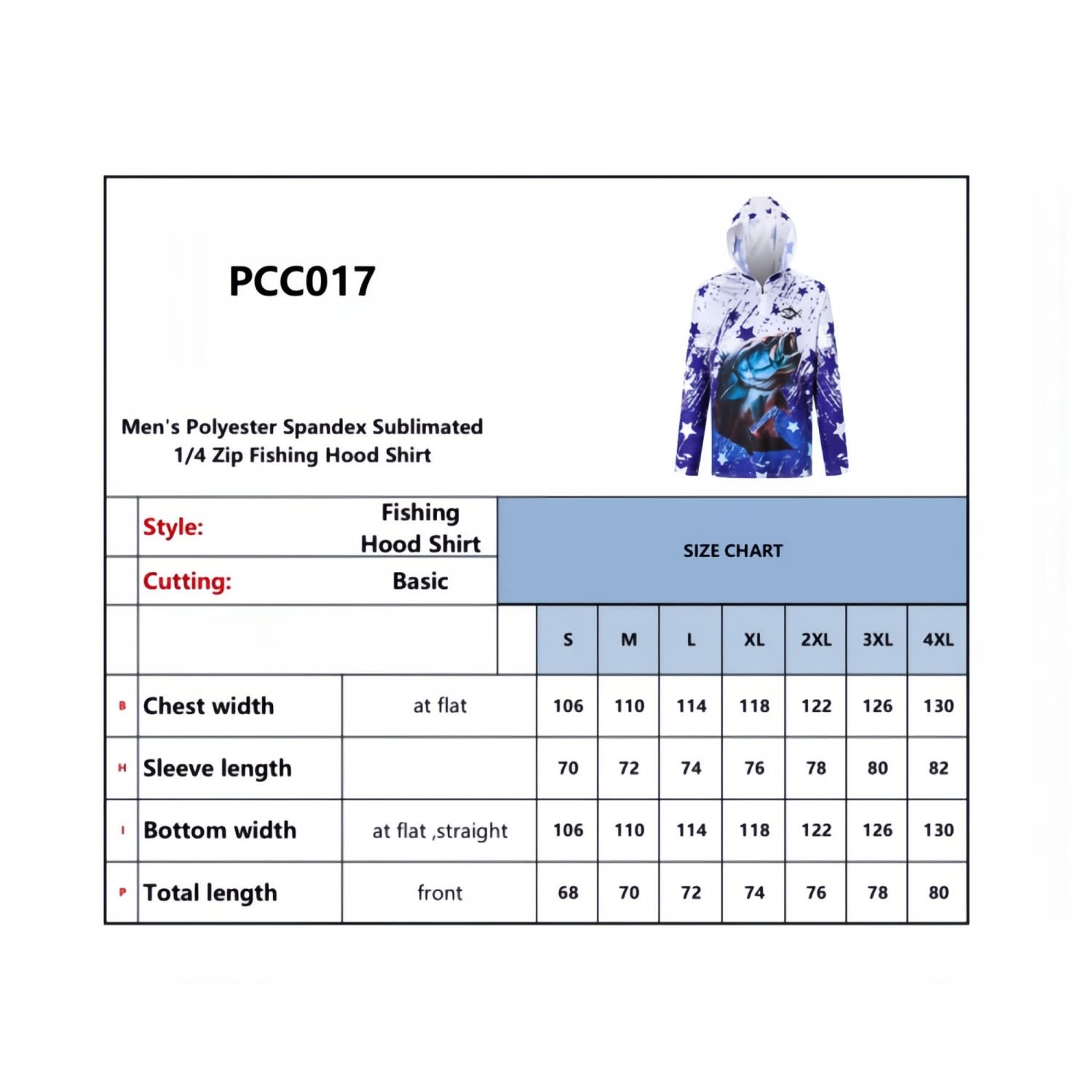 Men's Polyester Spandex Sublimated 1/4 Zip Fishing Hood Shirt