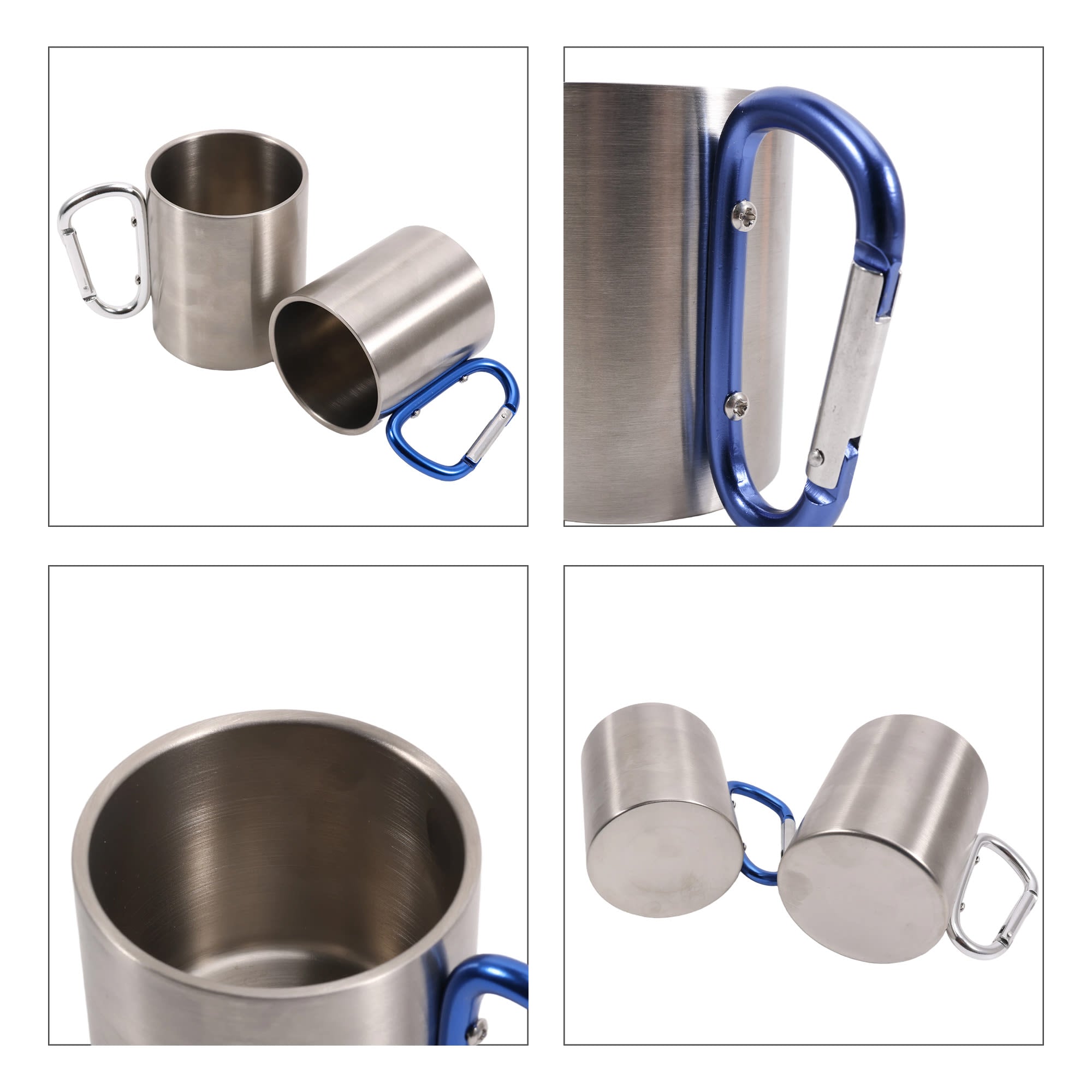 170ML/280ML Stainless Steel Insulated Travel Mug with Carabiner Handle