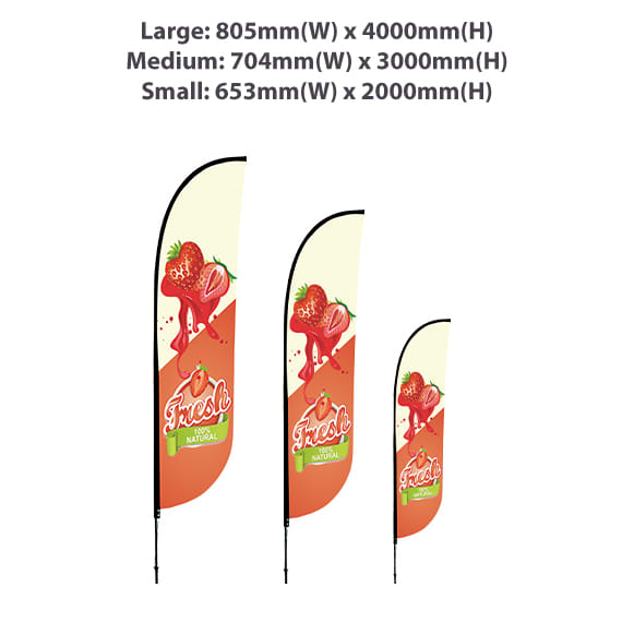 Small(65.3*200cm) Convex Feather Banners 9ft