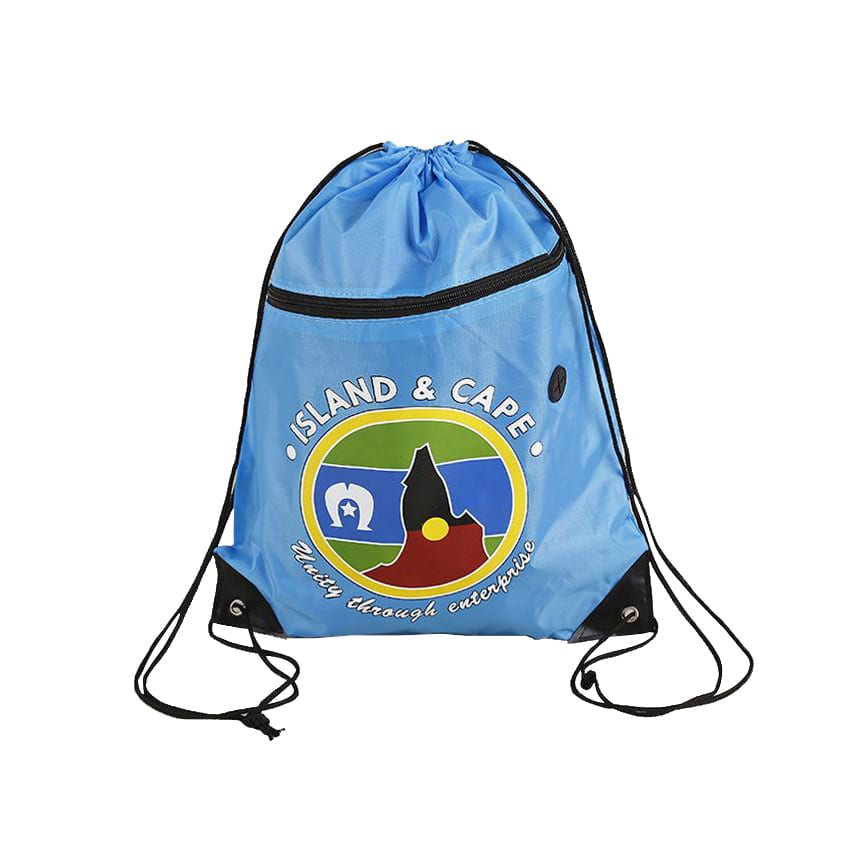Polyester Drawstring Bag with Zippered Pocket