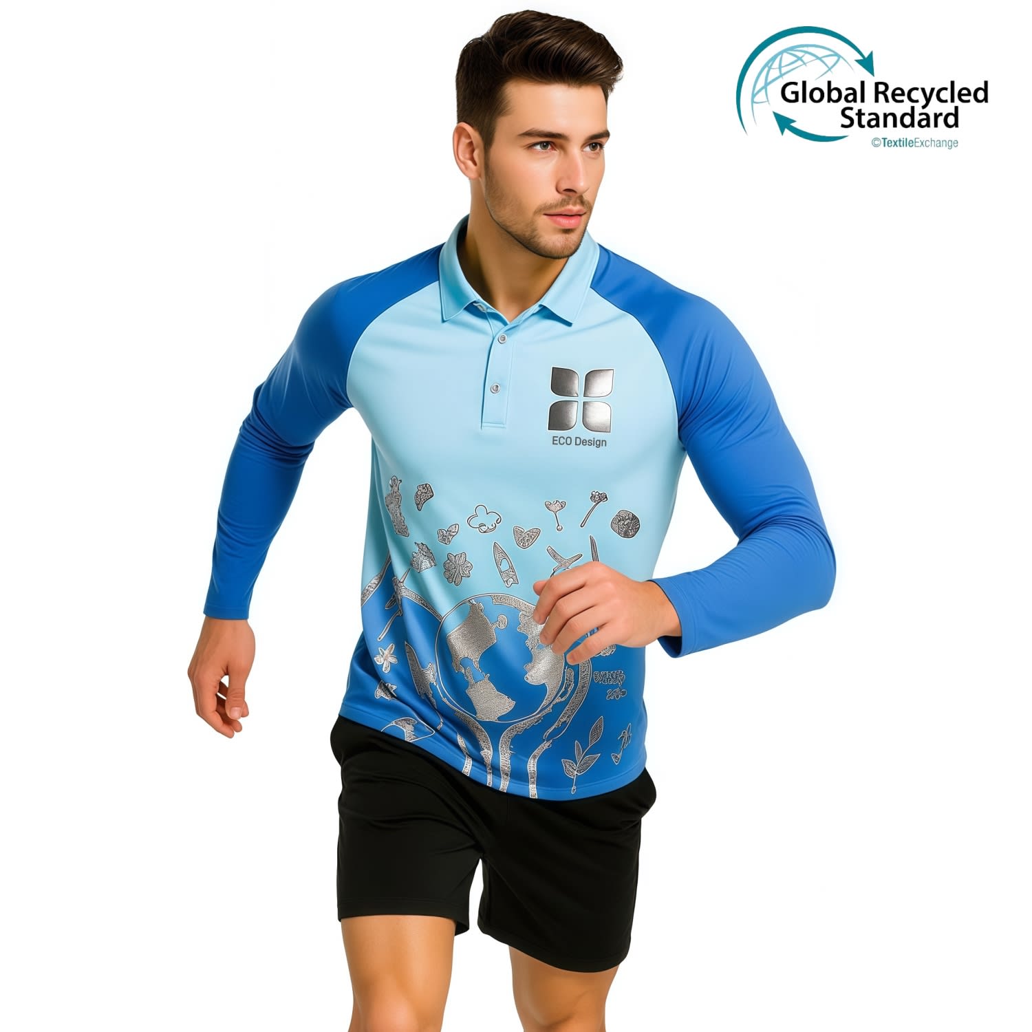 Unisex Adults RPET Milk Silk Sublimated Raglan Long Sleeves POLO