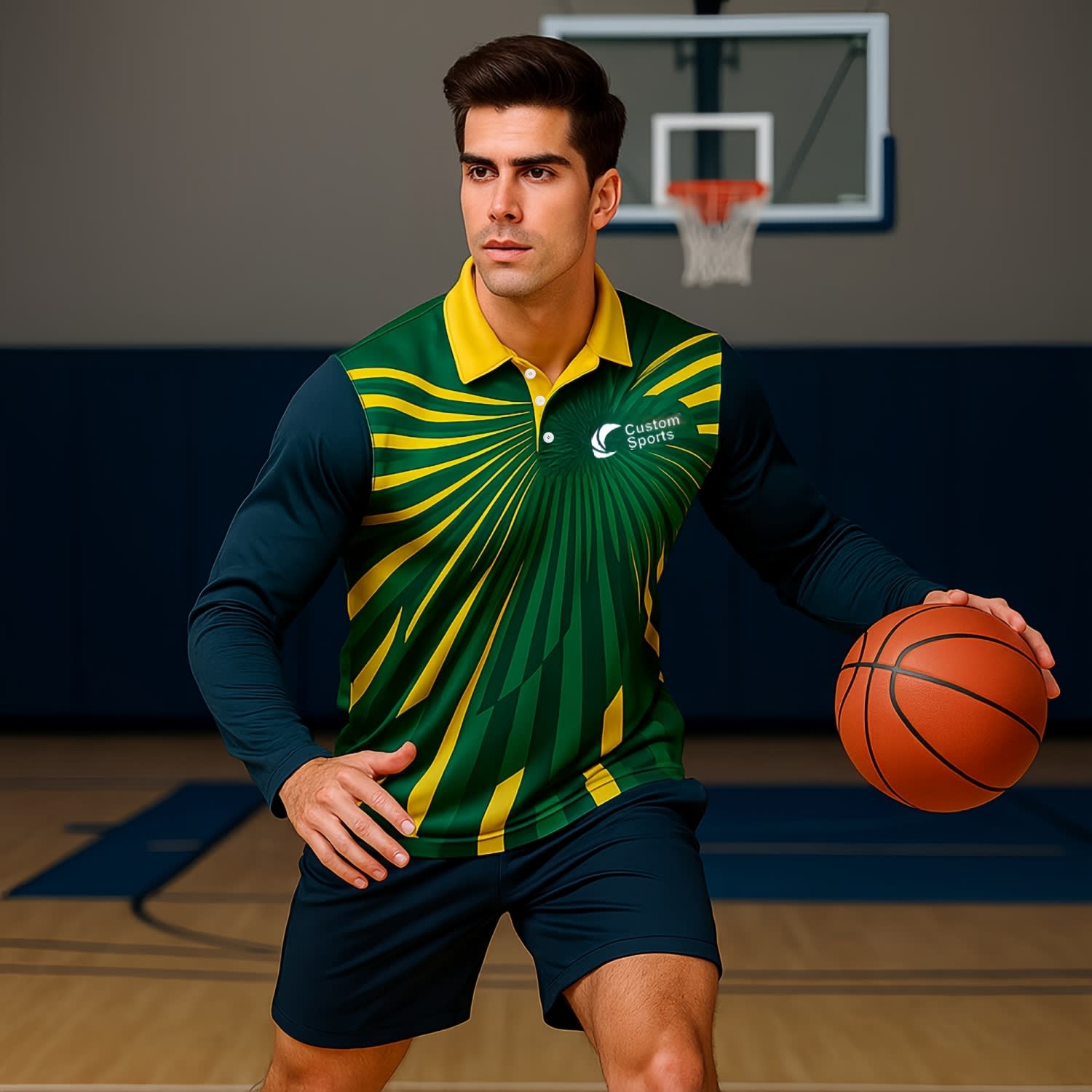 100% Poly Milk Silk Sublimated Sport Long Sleeves POLO