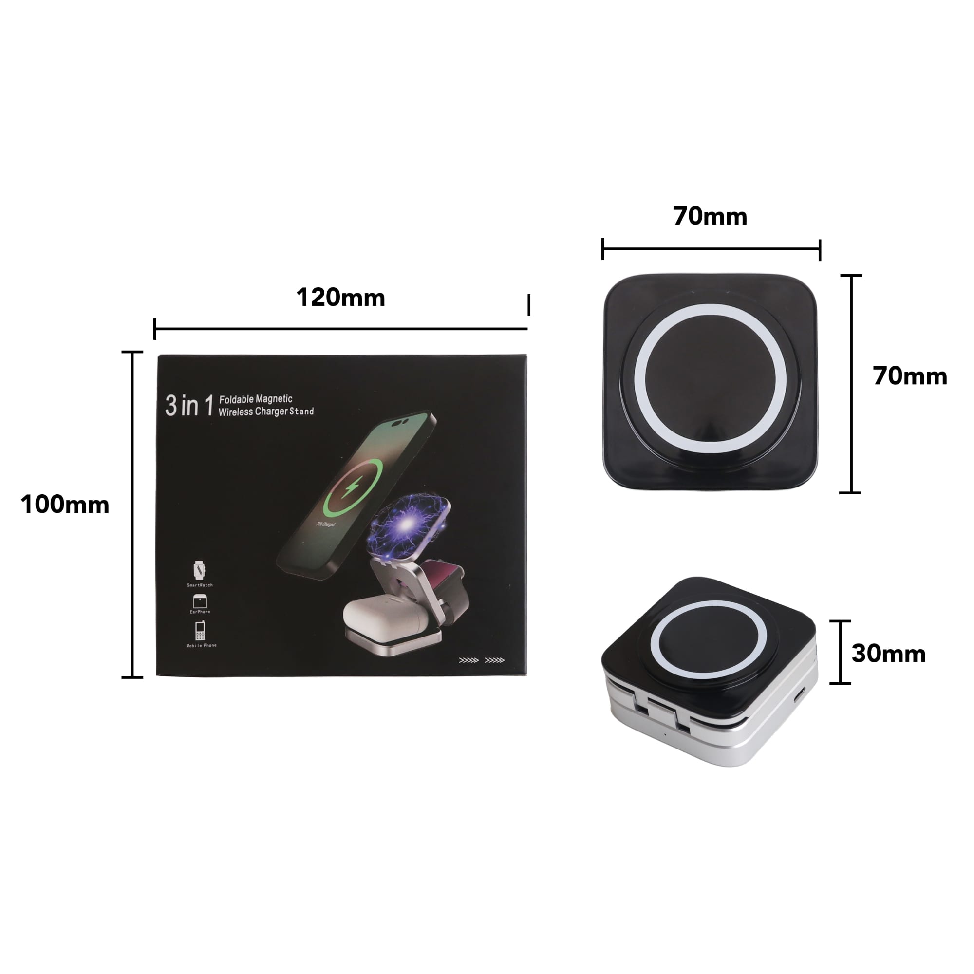 Standard 3 in 1 Foldable Wireless Charger Stand
