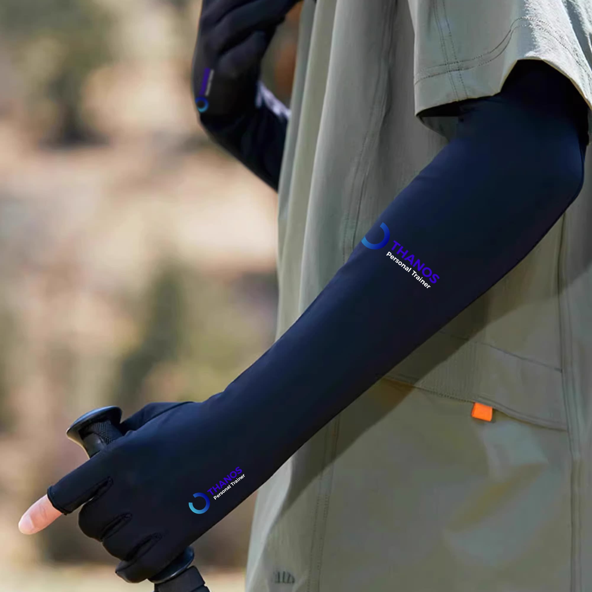 Long Sleeve Sun Protective Gloves with 2 Open Fingers