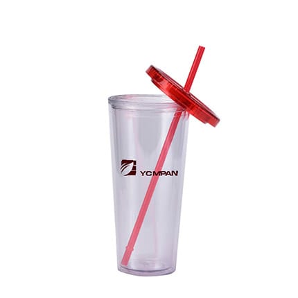 24oz Plastic Cups with Lids & Straws