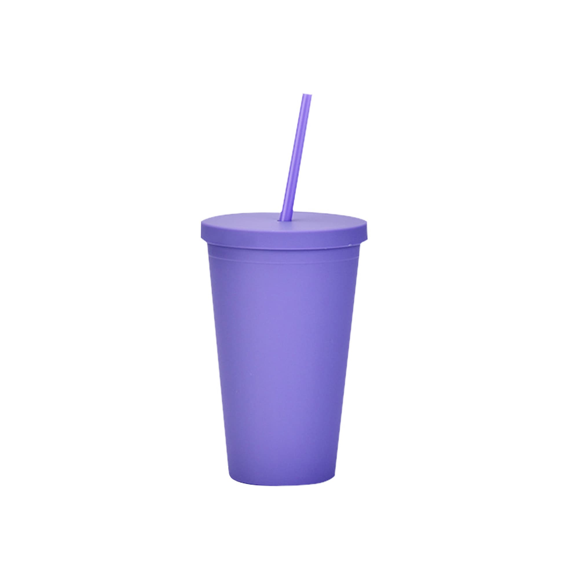 16oz Matte Plastic Cups with Lids & Straws