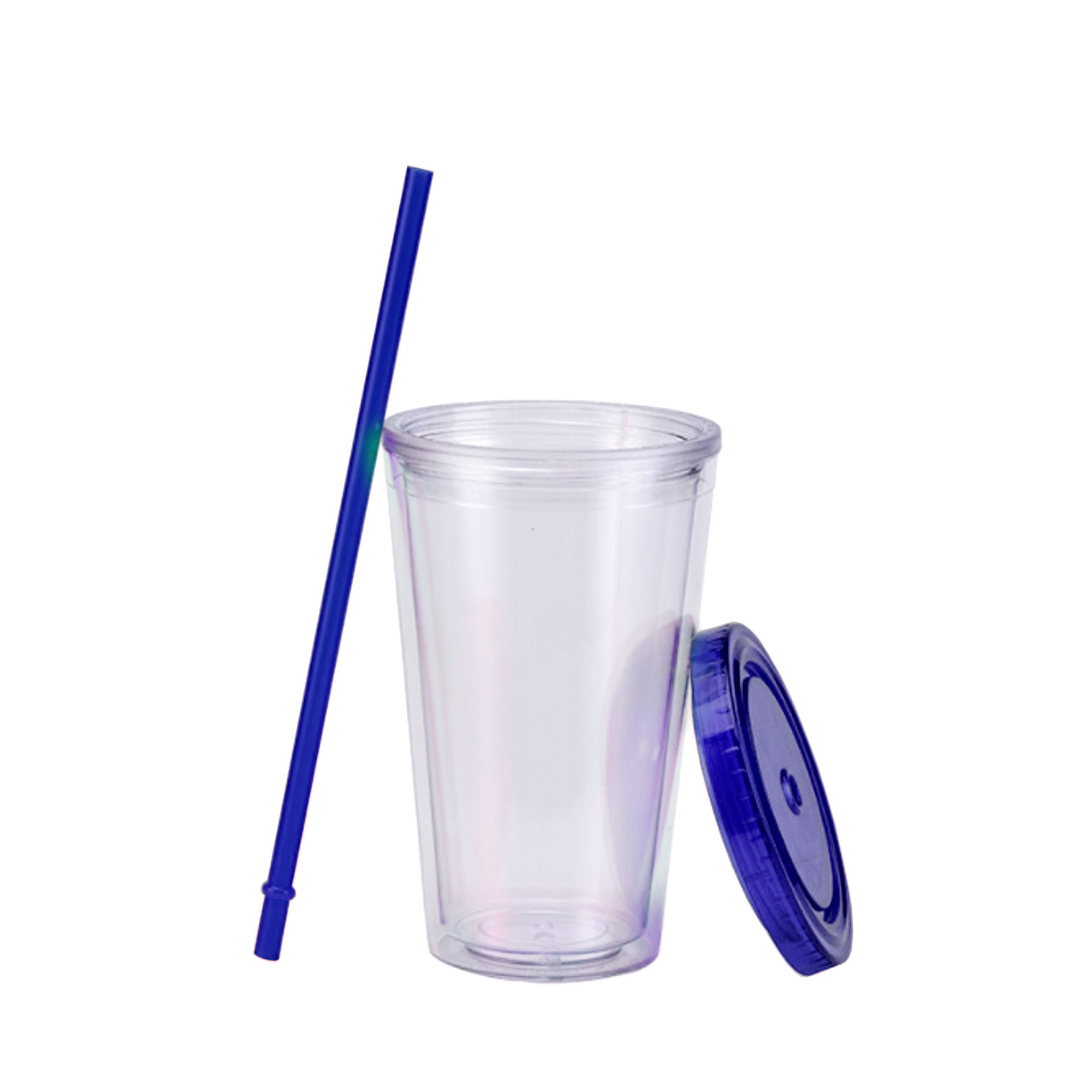 16oz Plastic Cups with Lids & Straws