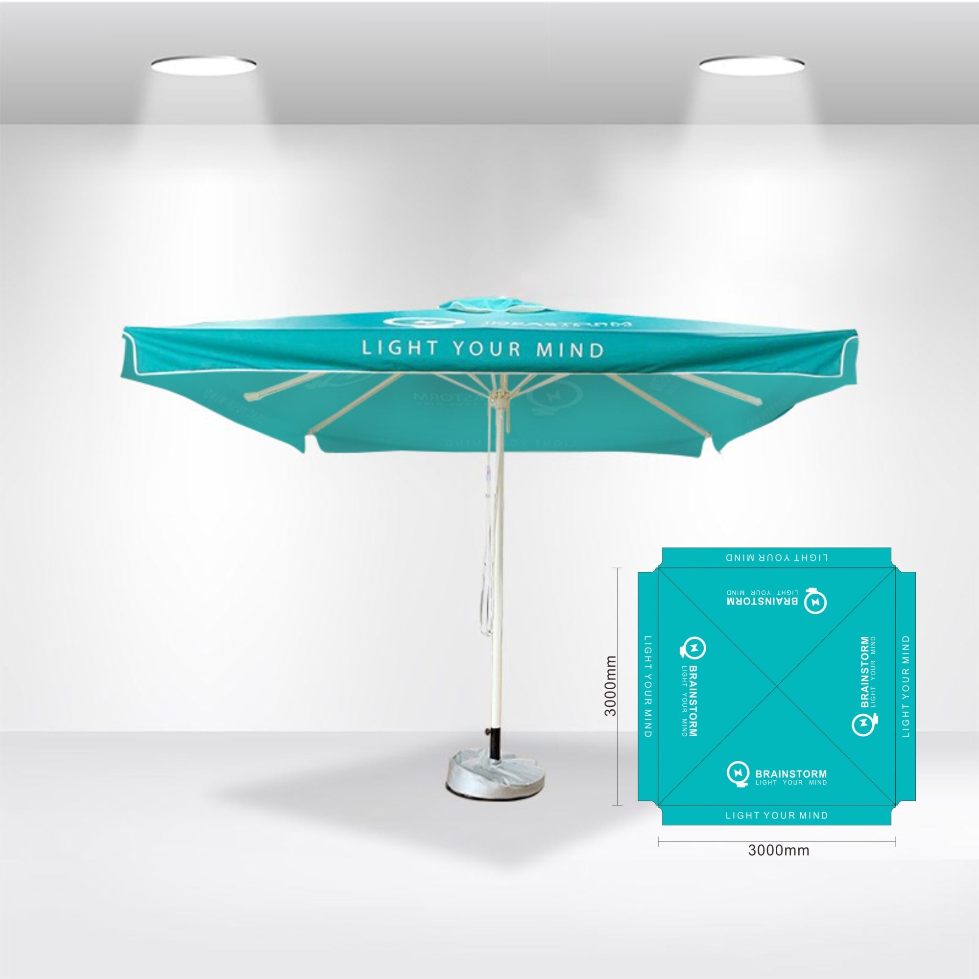 3x3m Square Stock Colour Commercial Market Umbrella