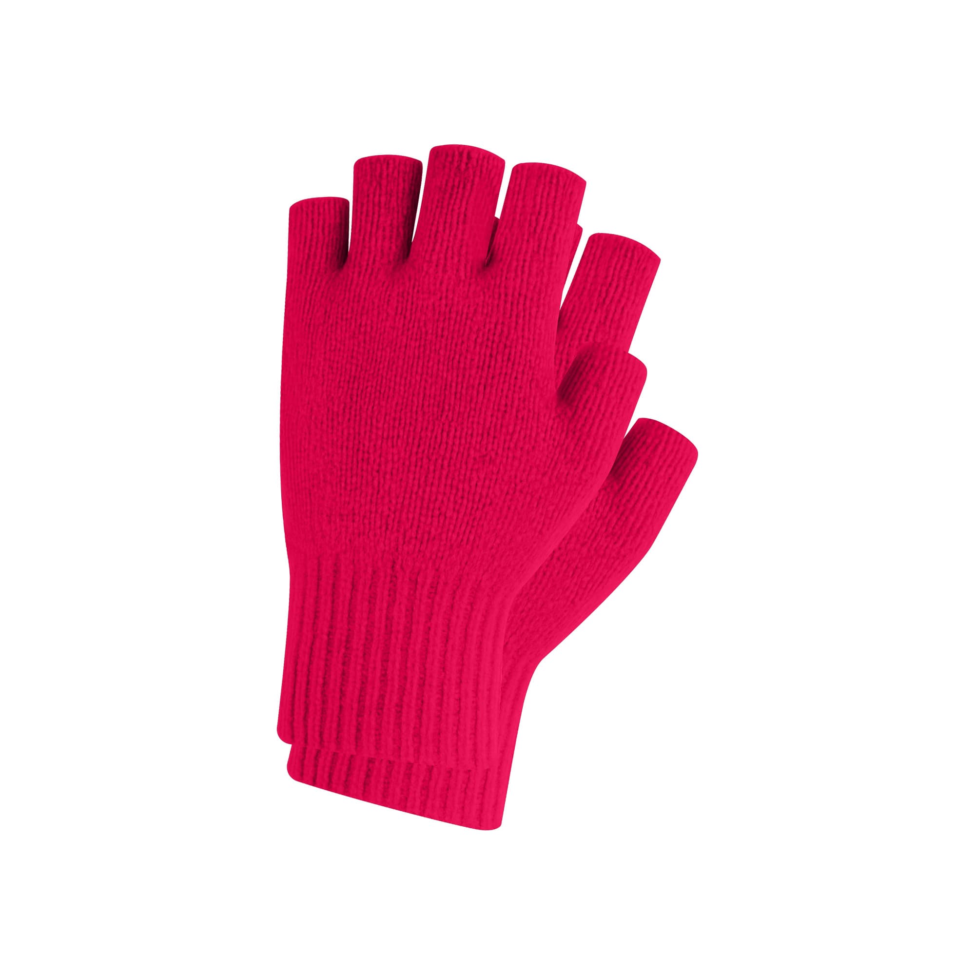 Adults Plain Knitted Fingerless Gloves with Woven Label