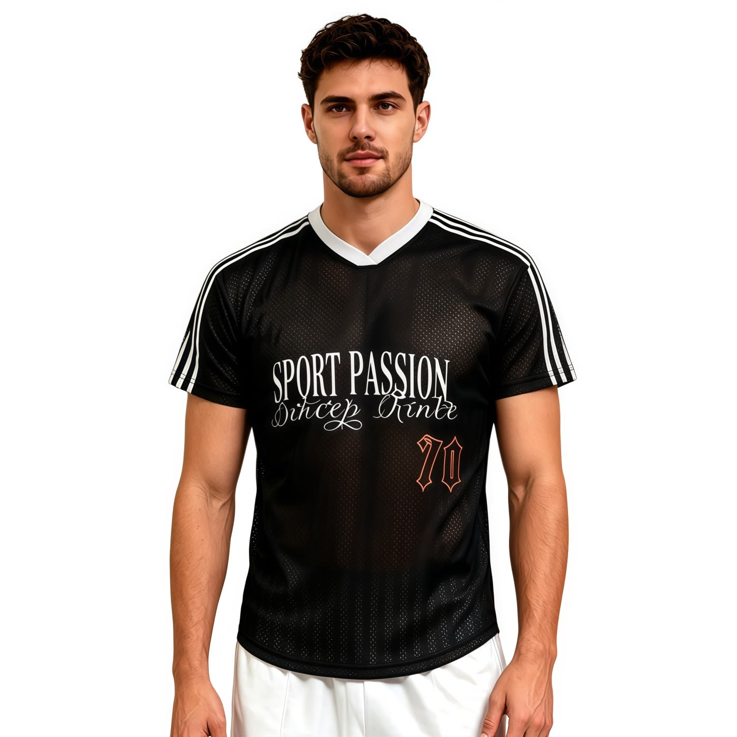 Polyester Spandex Mesh Sublimation V-neck Jersey