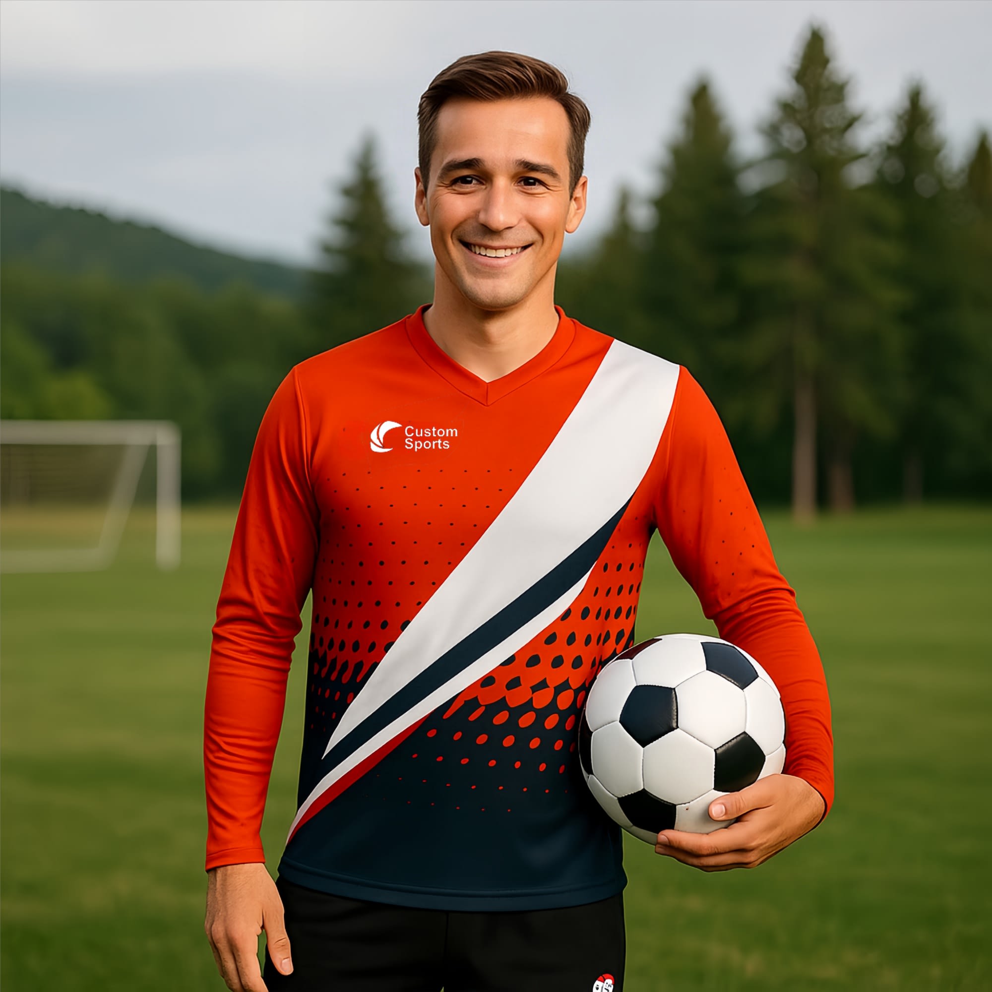 Unisex Adults 100% Polyester Micro Mesh V-Neck Long Sleeves Football Jersey