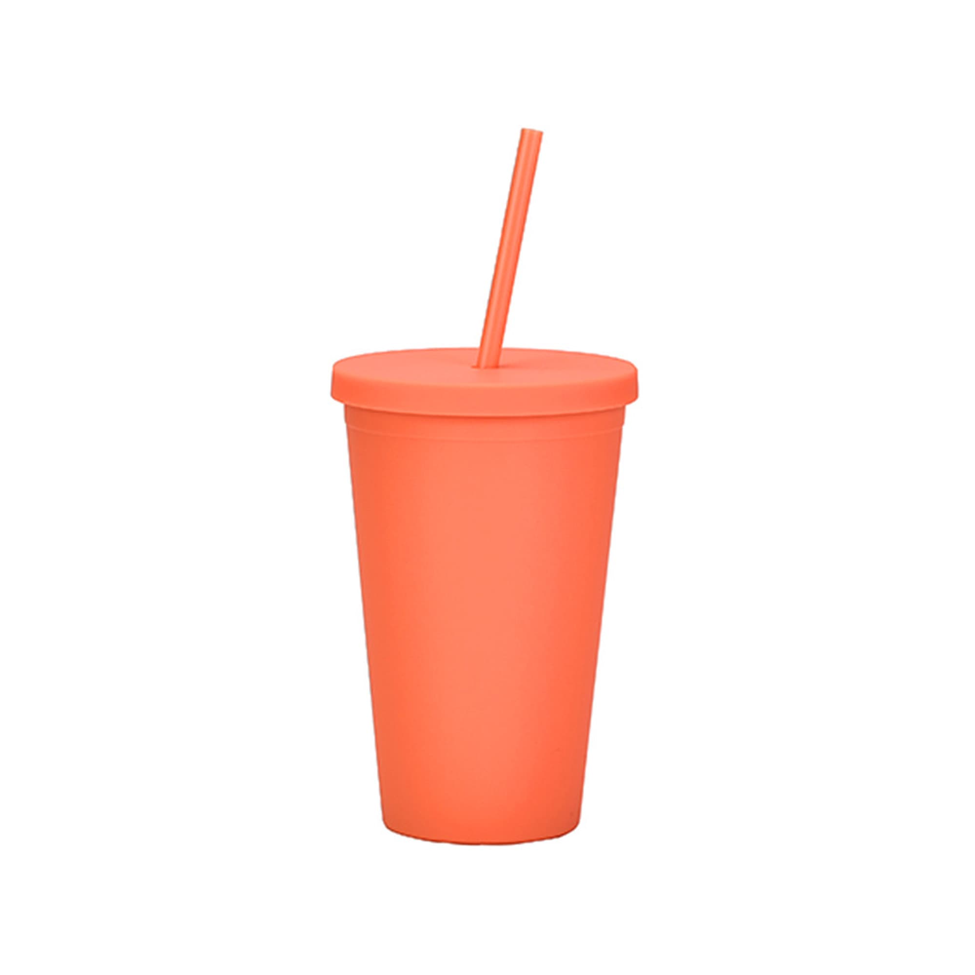 16oz Matte Plastic Cups with Lids & Straws