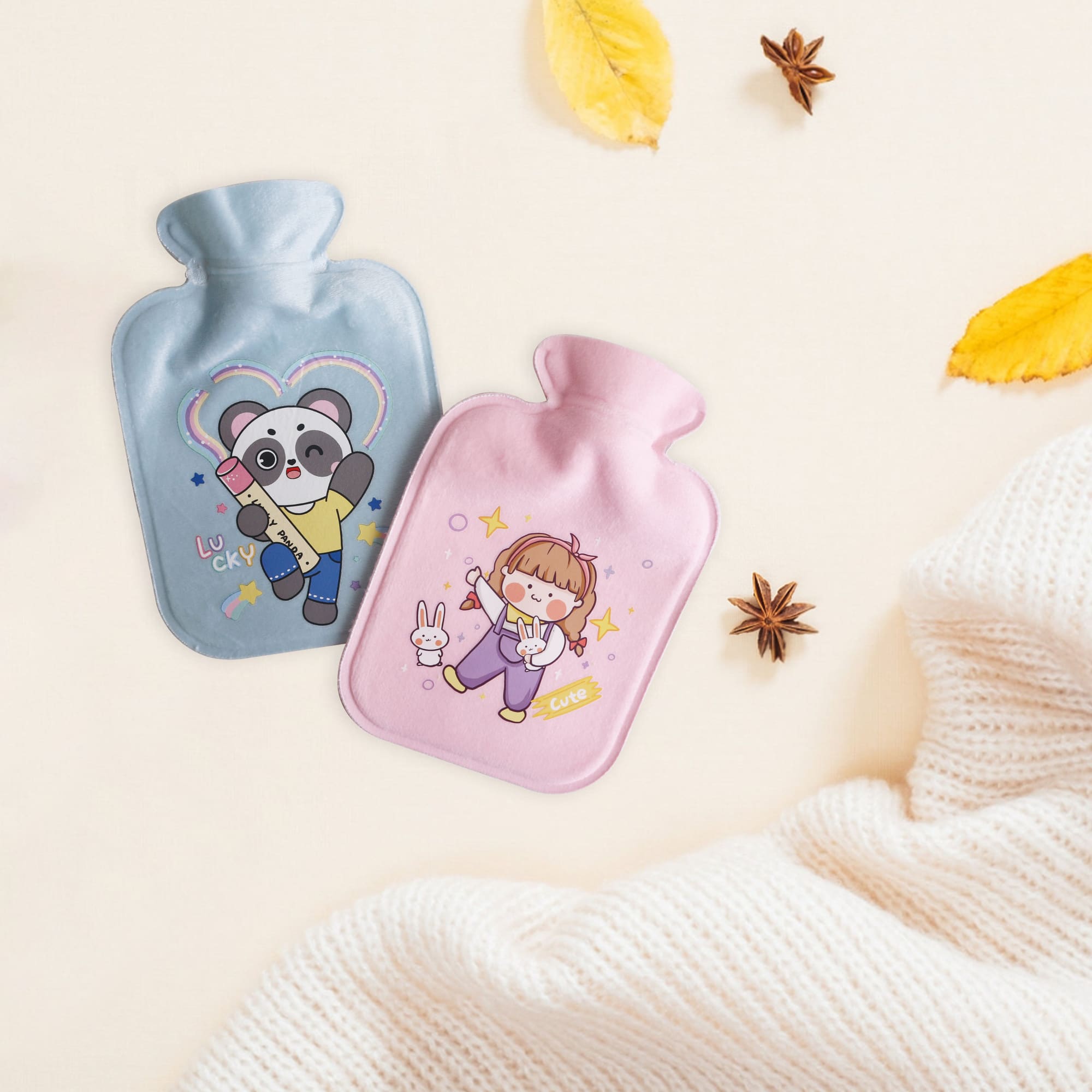 Hot Water Bottle with Plush Cover