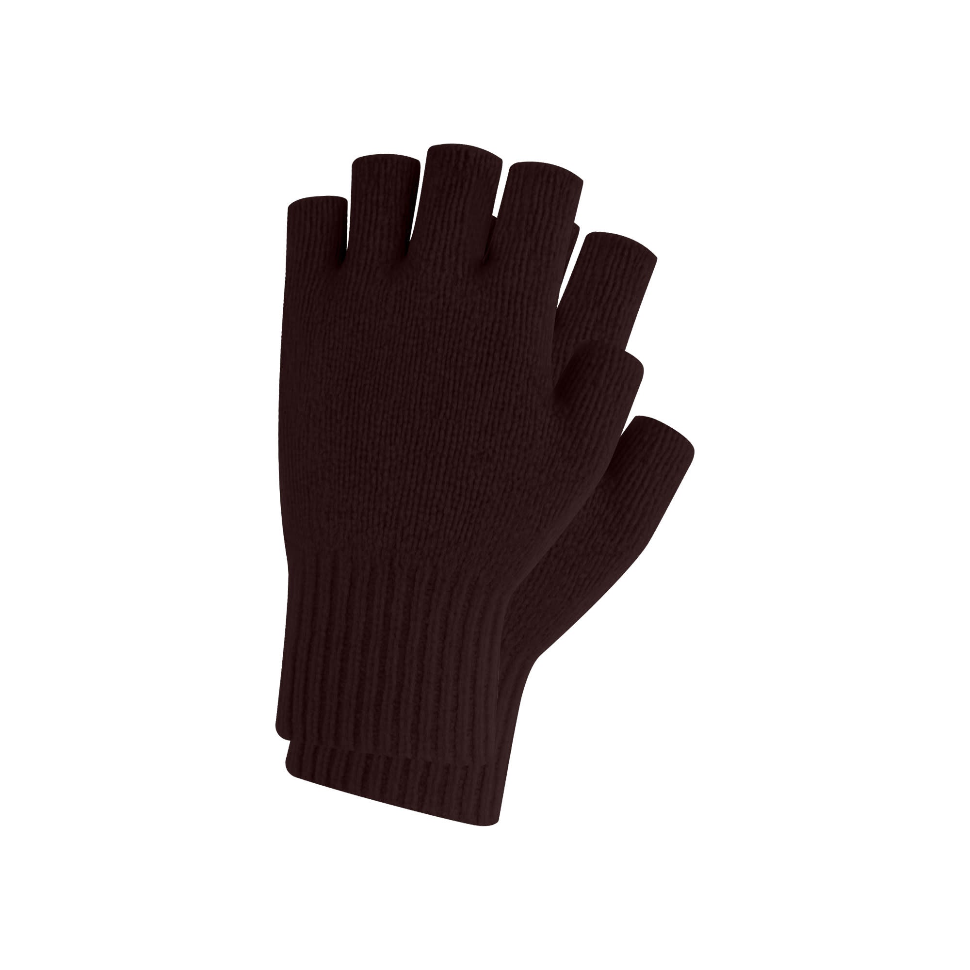 Adults Plain Knitted Fingerless Gloves with Woven Label