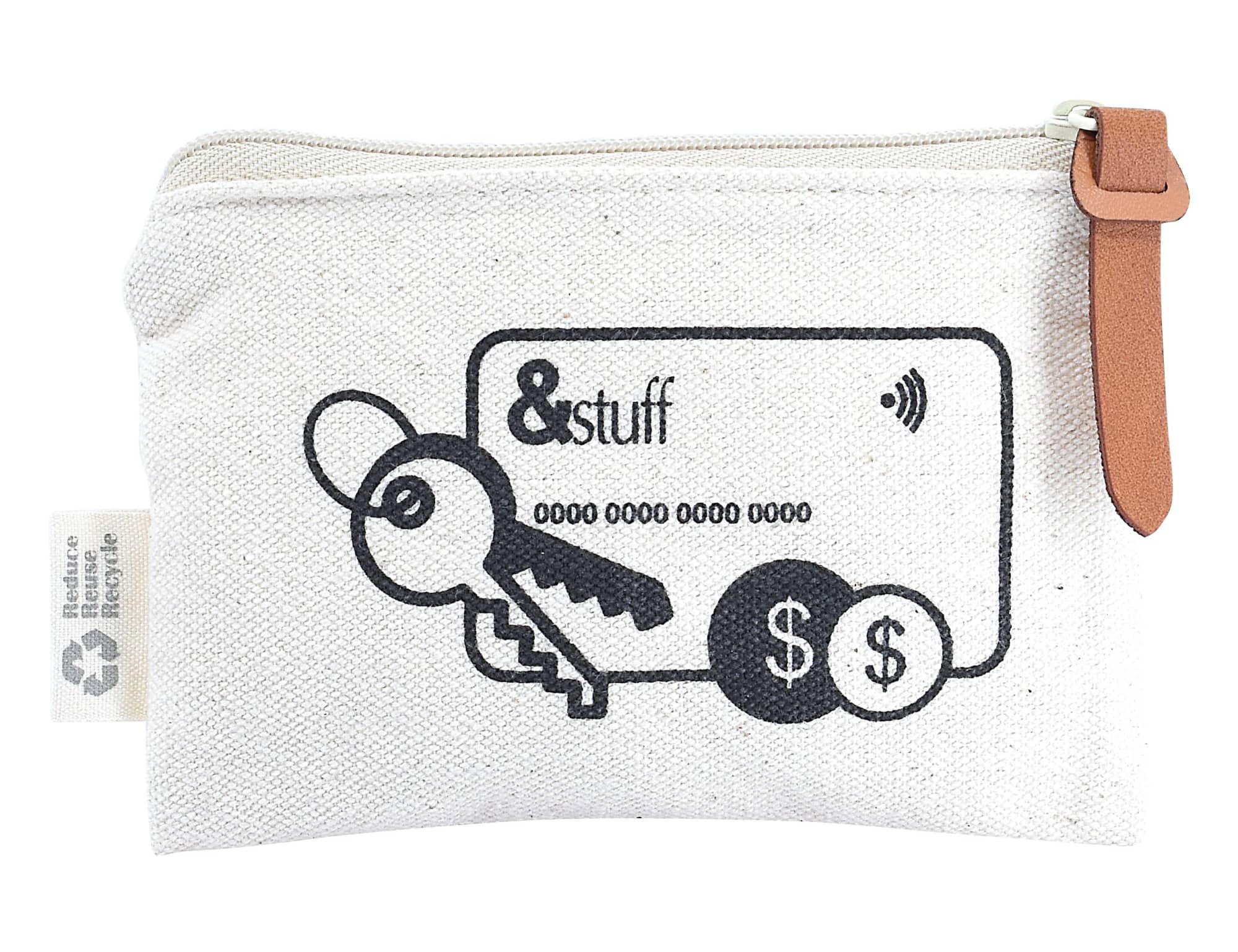 Calico Card & Key Pouch 8.5cm x 13cm