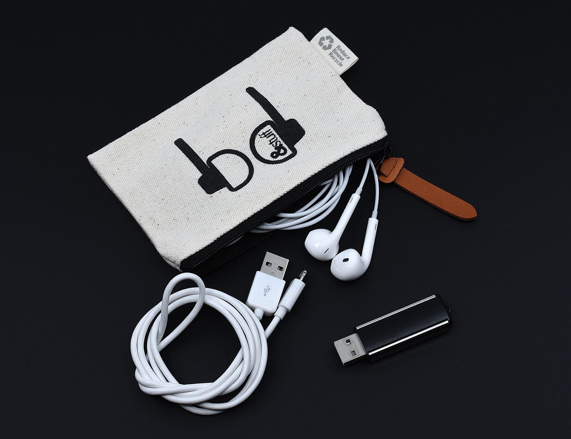 Calico Earphone Pouch 8.5cm x 13cm