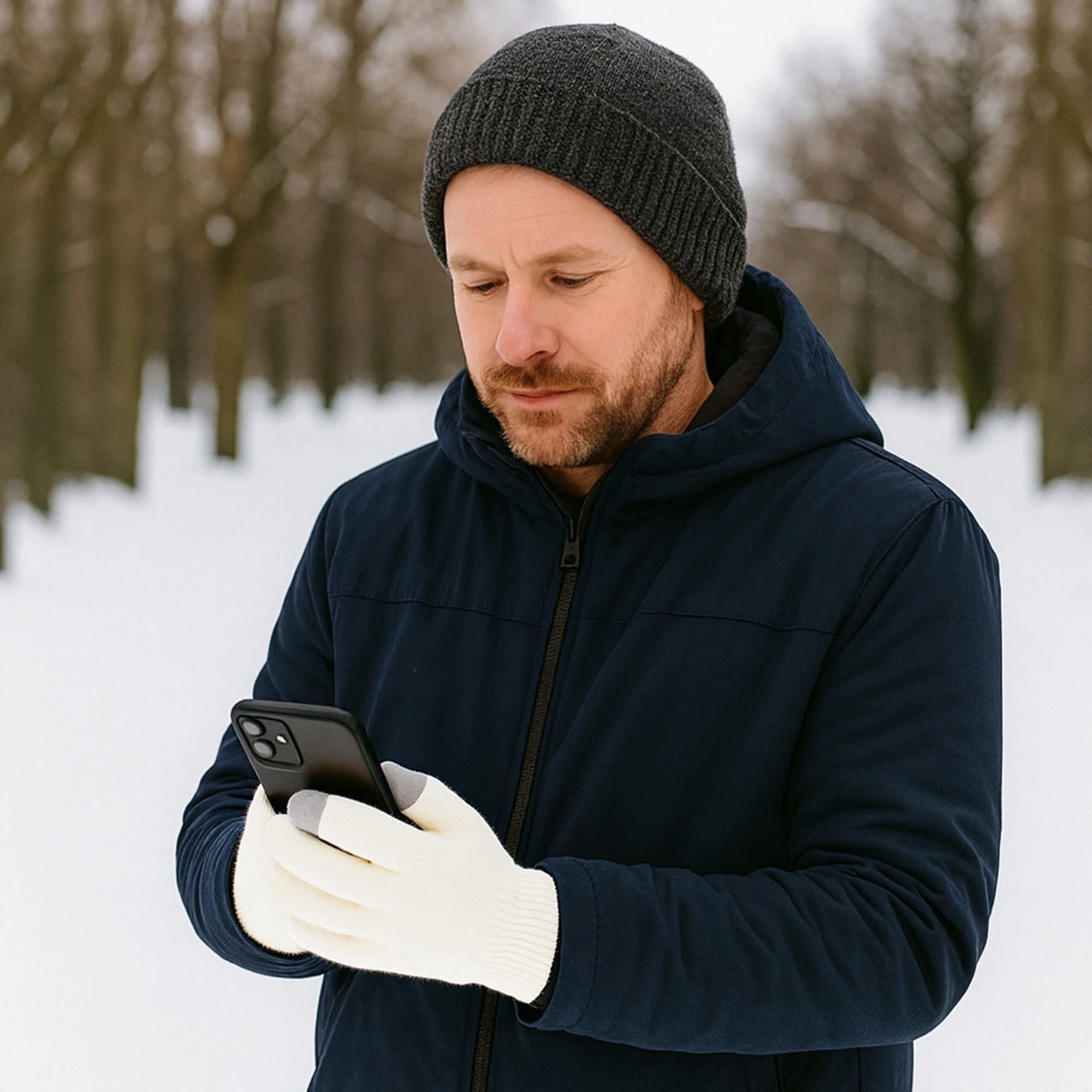Adults Plain Knitted Gloves with Woven Label