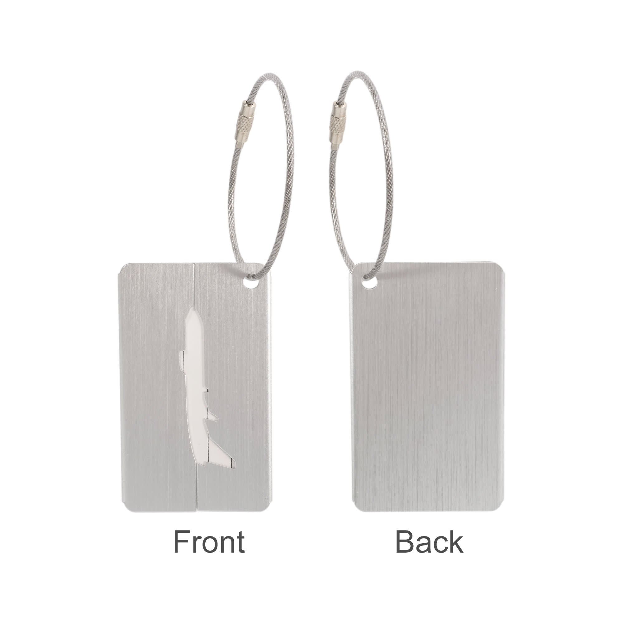Plane Square Brushed Aluminium Luggage Tag