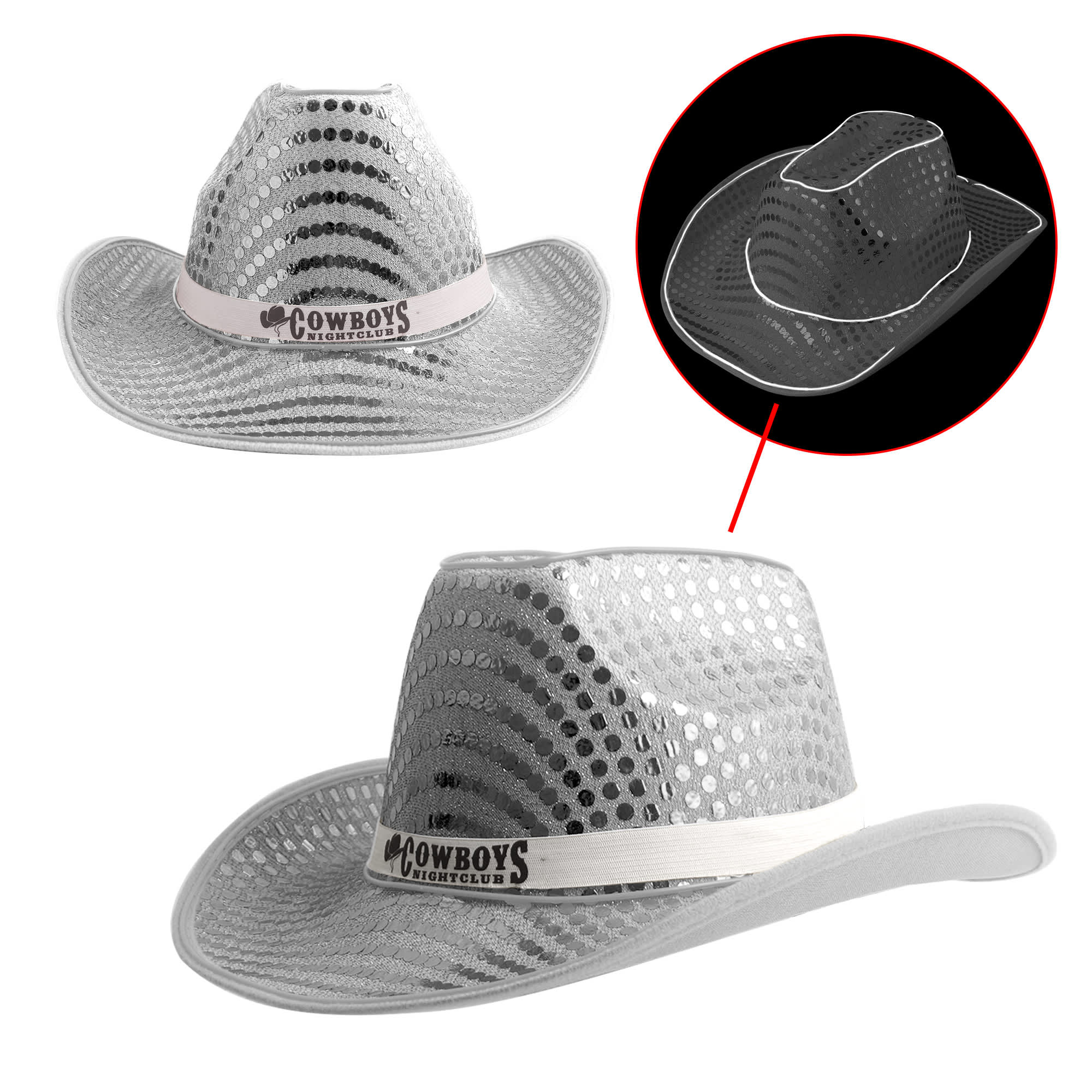 Light Up Sequin Cowboy Hats