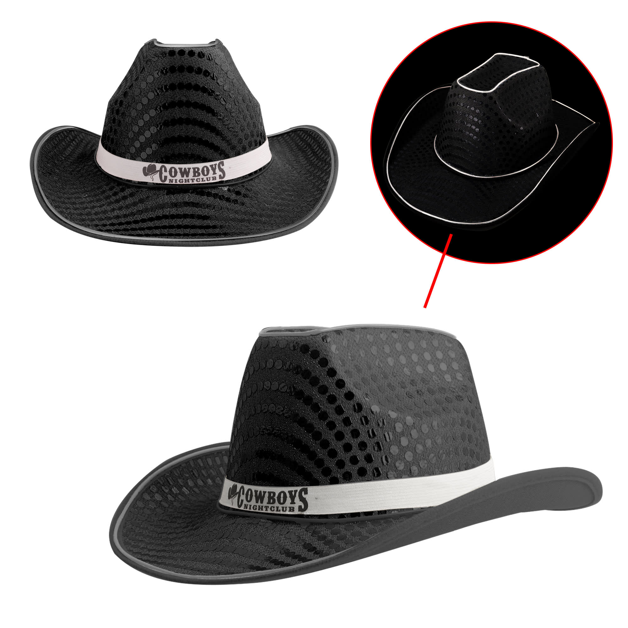 Light Up Sequin Cowboy Hats