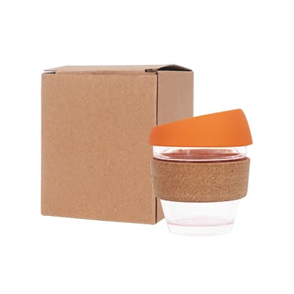 8 OZ Reusable Glass Coffee Cup with Cork Band
