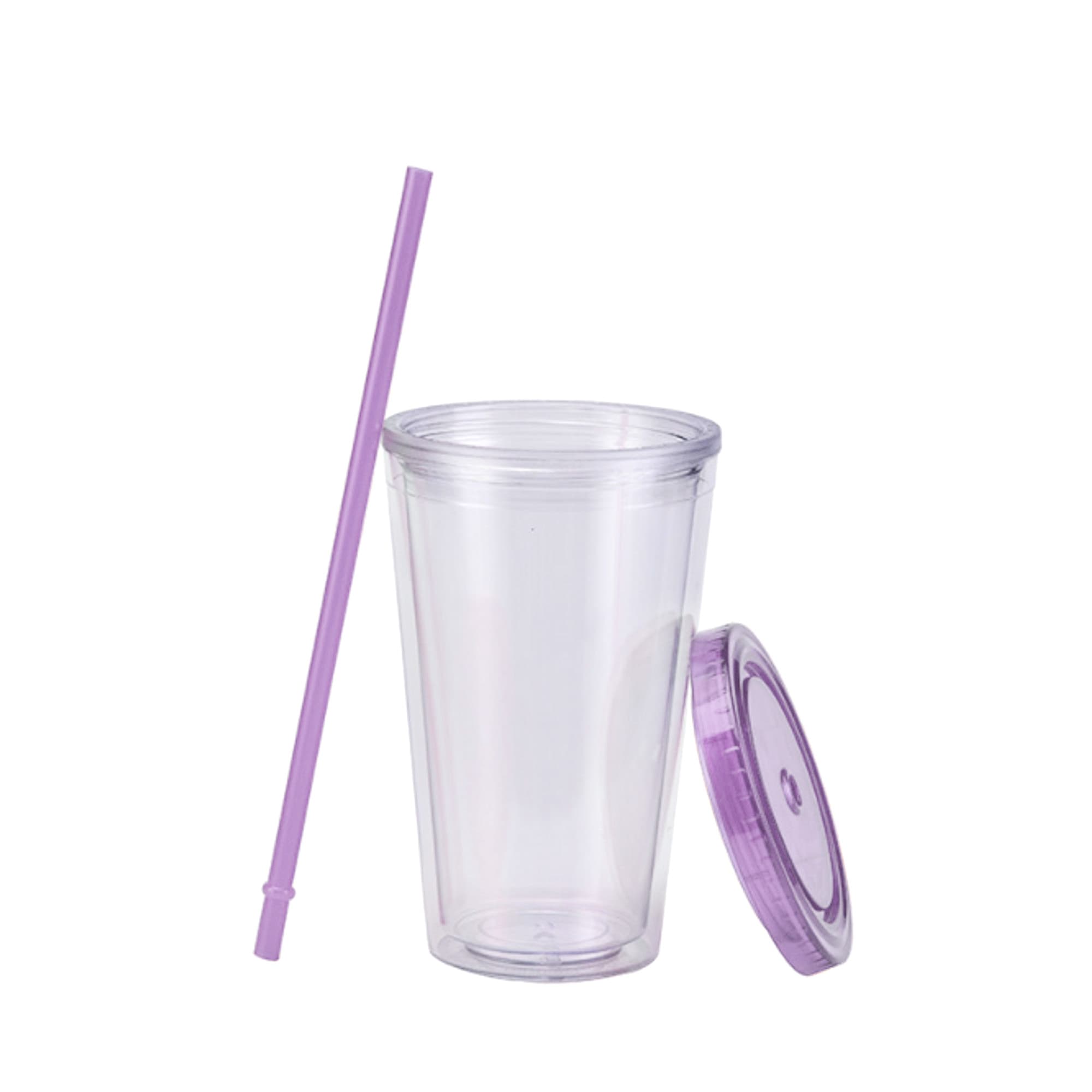 16oz Plastic Cups with Lids & Straws
