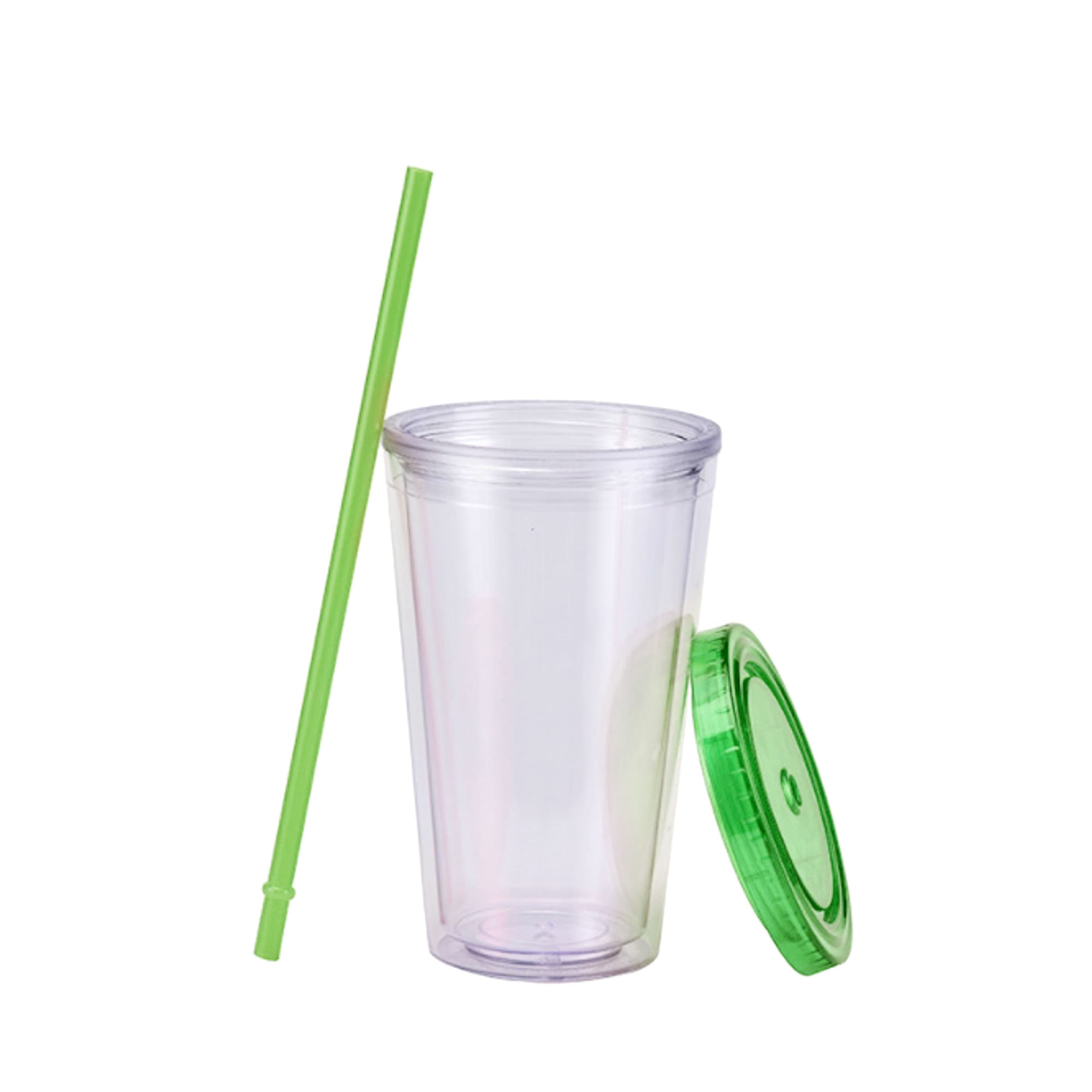 16oz Plastic Cups with Lids & Straws